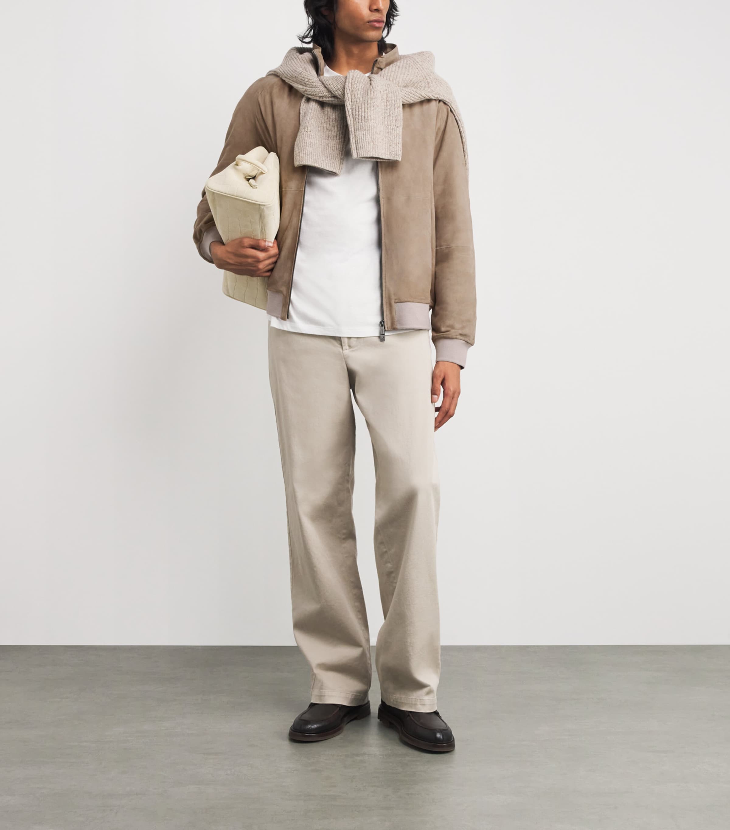 Corneliani Suede Padded Bomber Jacket In Multi
