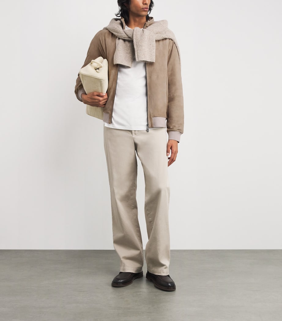 Suede Padded Bomber Jacket 025 GREY Image 2