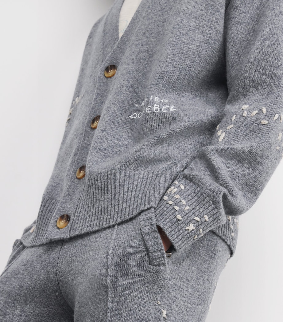 Wool Exposed Stitching Cardigan GREY Image 6