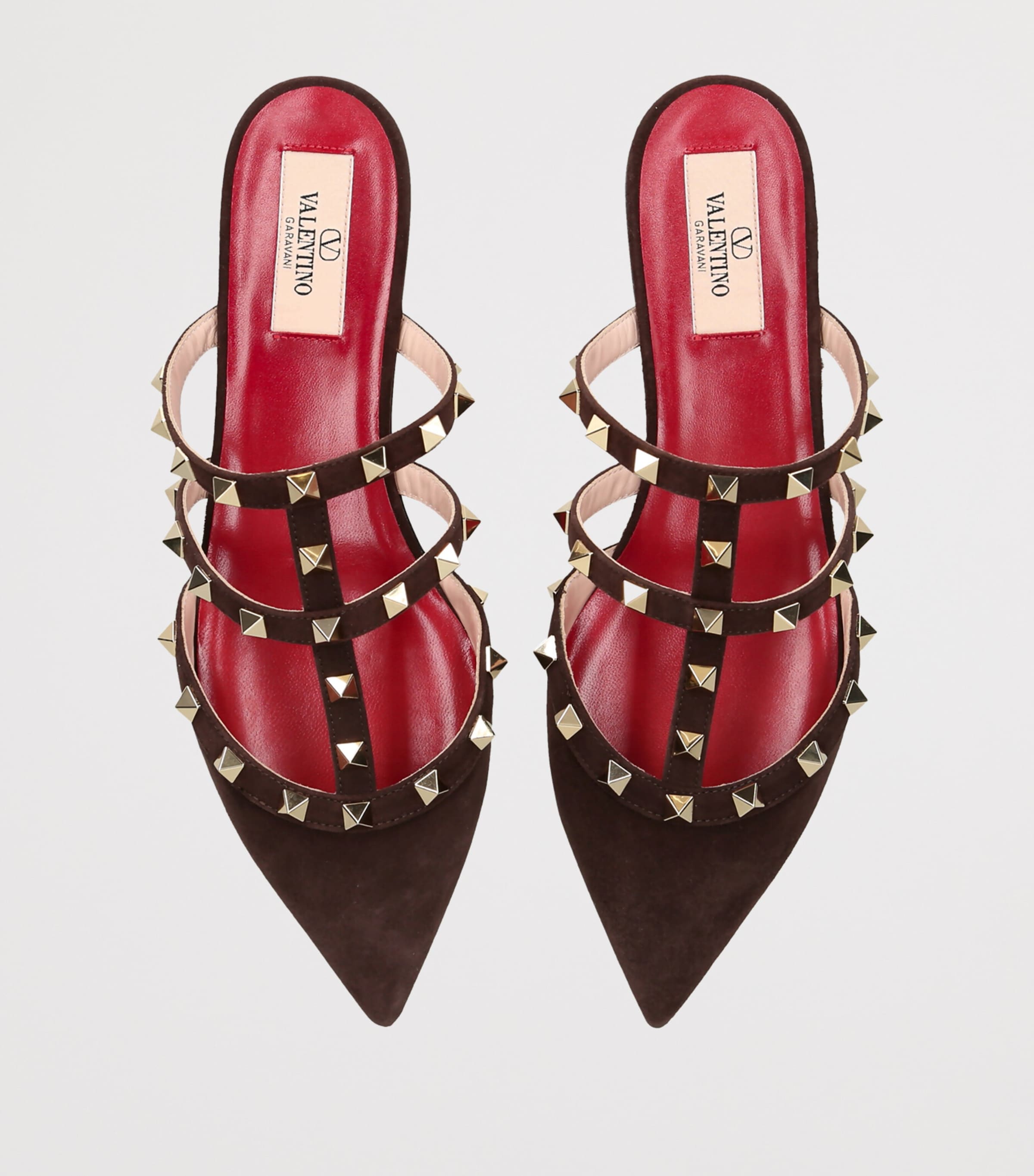 Valentino Garavani Suede Rockstud Mules Dark Brown Image 4