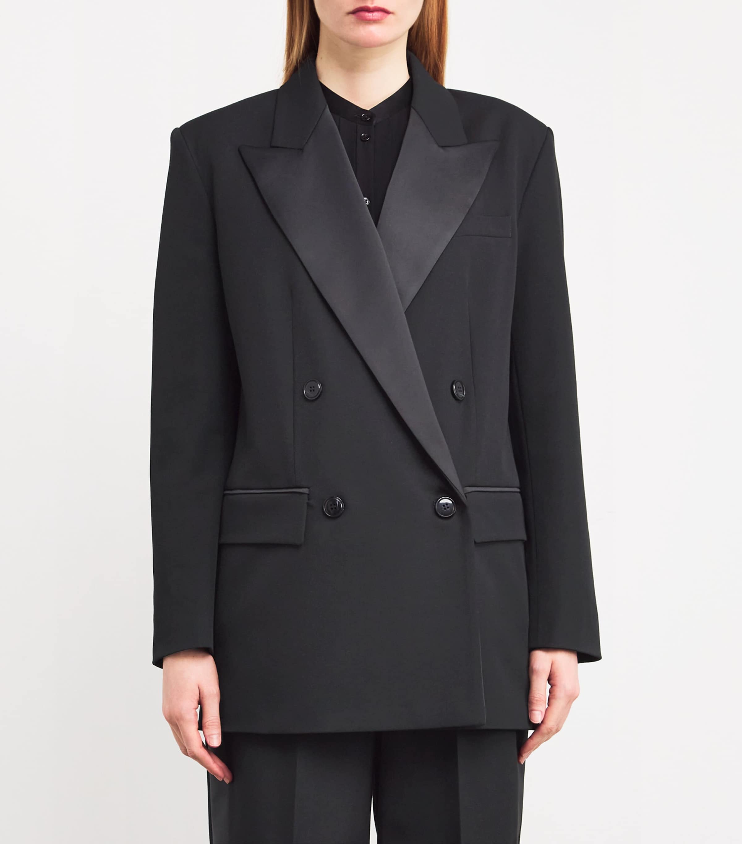 Oversized Double-Breasted Blazer BLACK Image 3