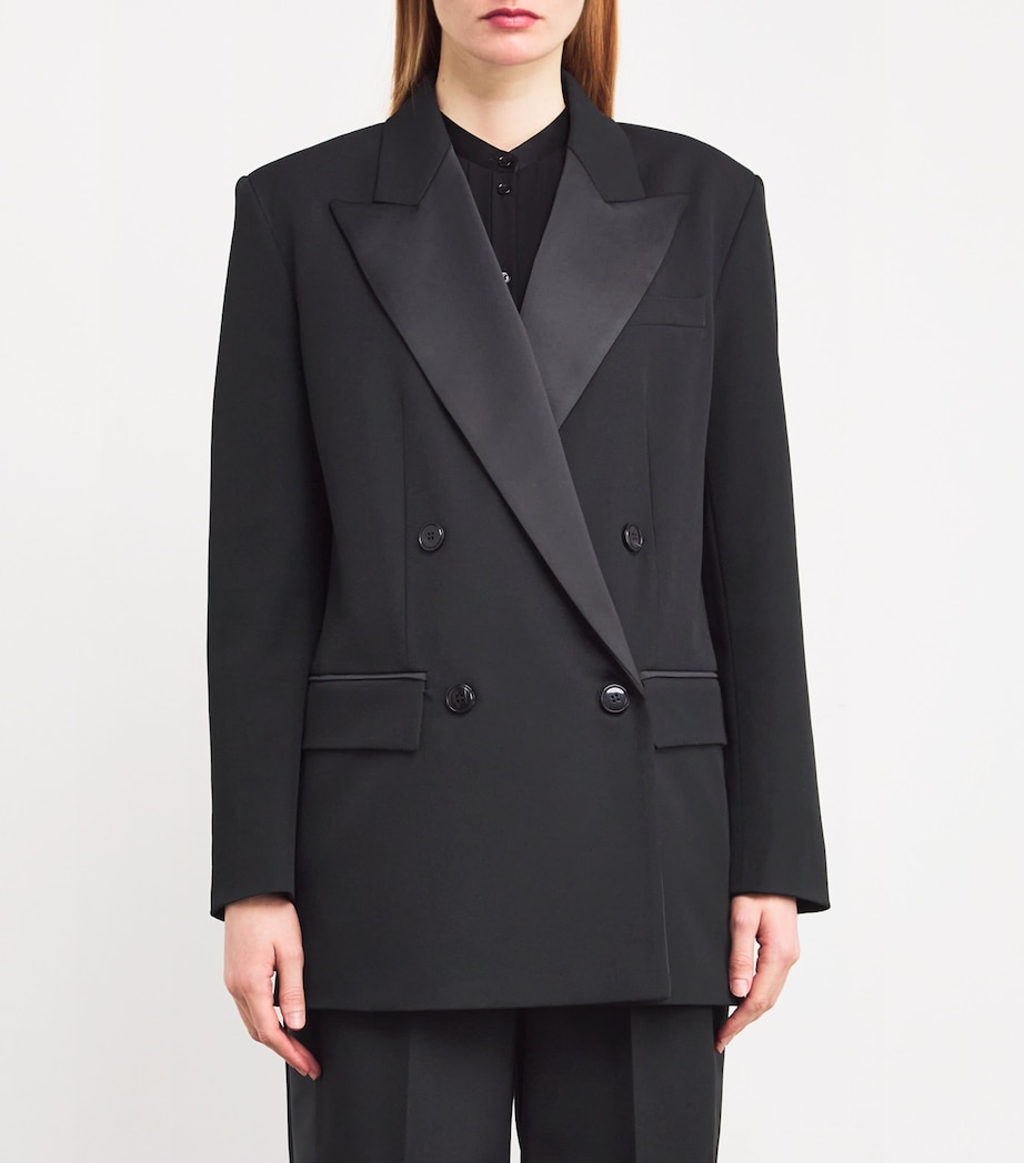 Oversized Double-Breasted Blazer BLACK Image 3