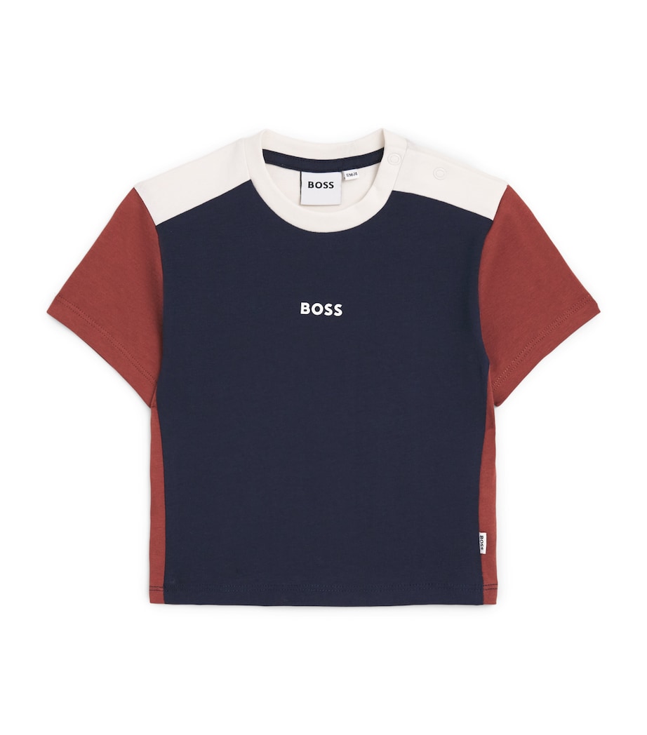 BOSS Kidswear Cotton Panelled Logo T-Shirt (3 Months-3 Years) Navy Image 1