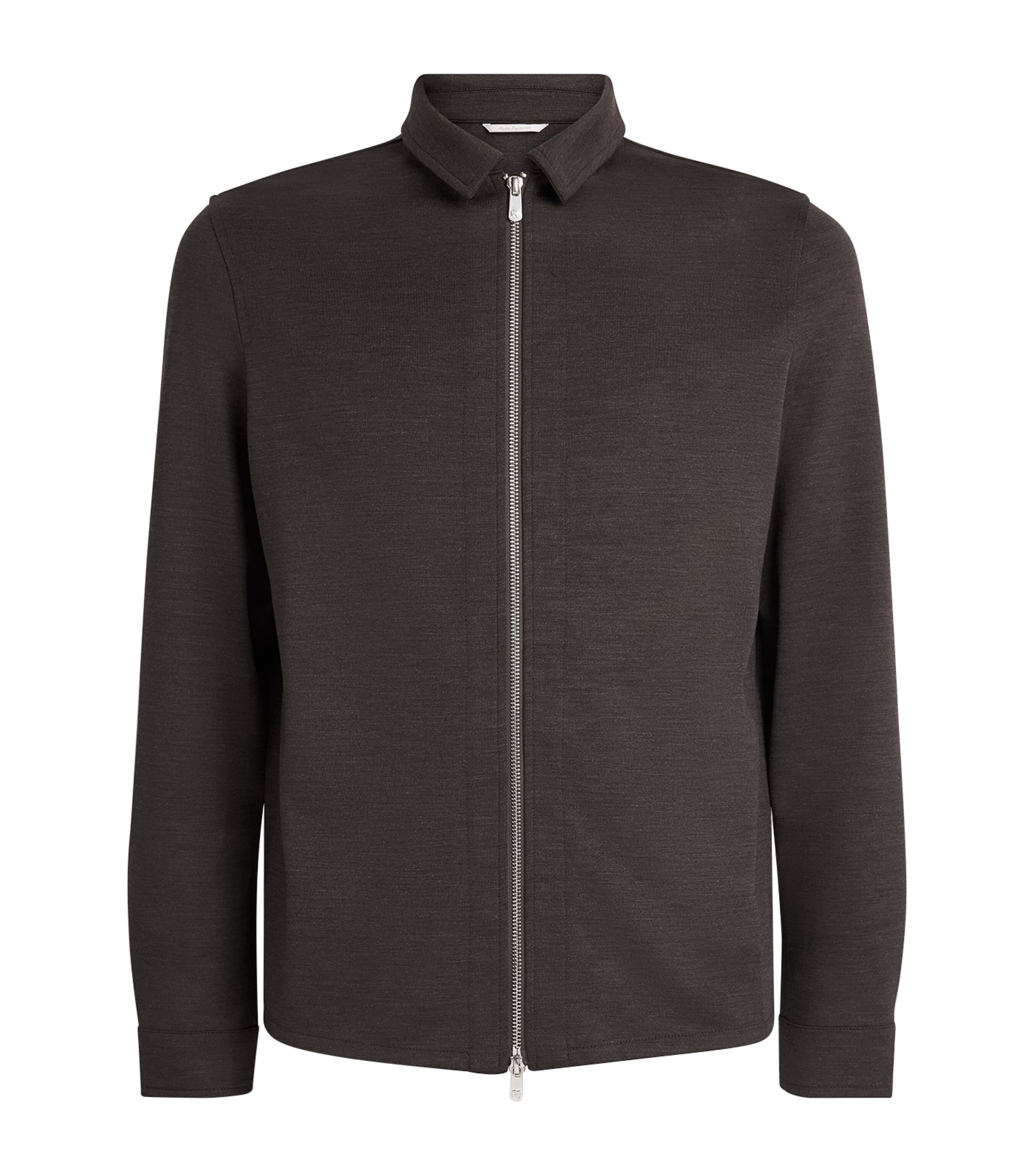 Marco Pescarolo Mens Wool-Cashmere-Blend Zip-Up Overshirt Brown Image 1