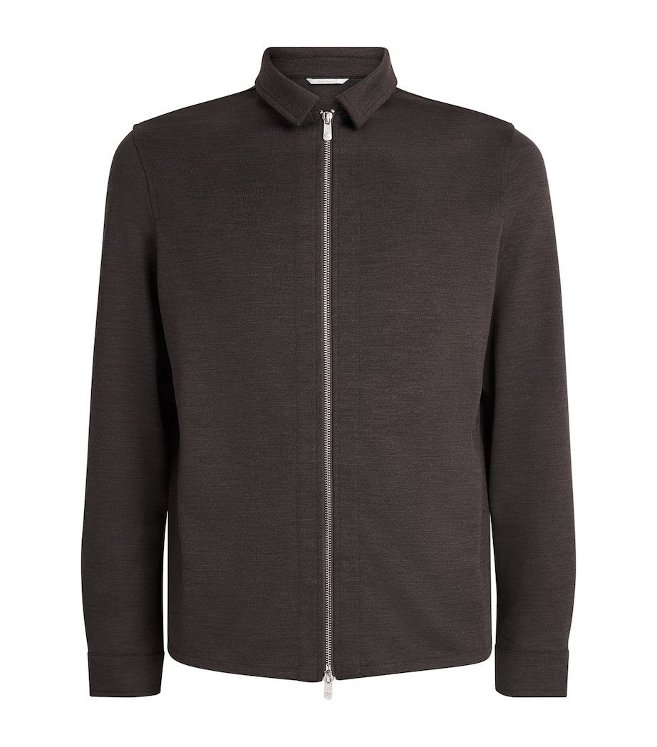Marco Pescarolo Mens Wool-Cashmere-Blend Zip-Up Overshirt Brown Image 1