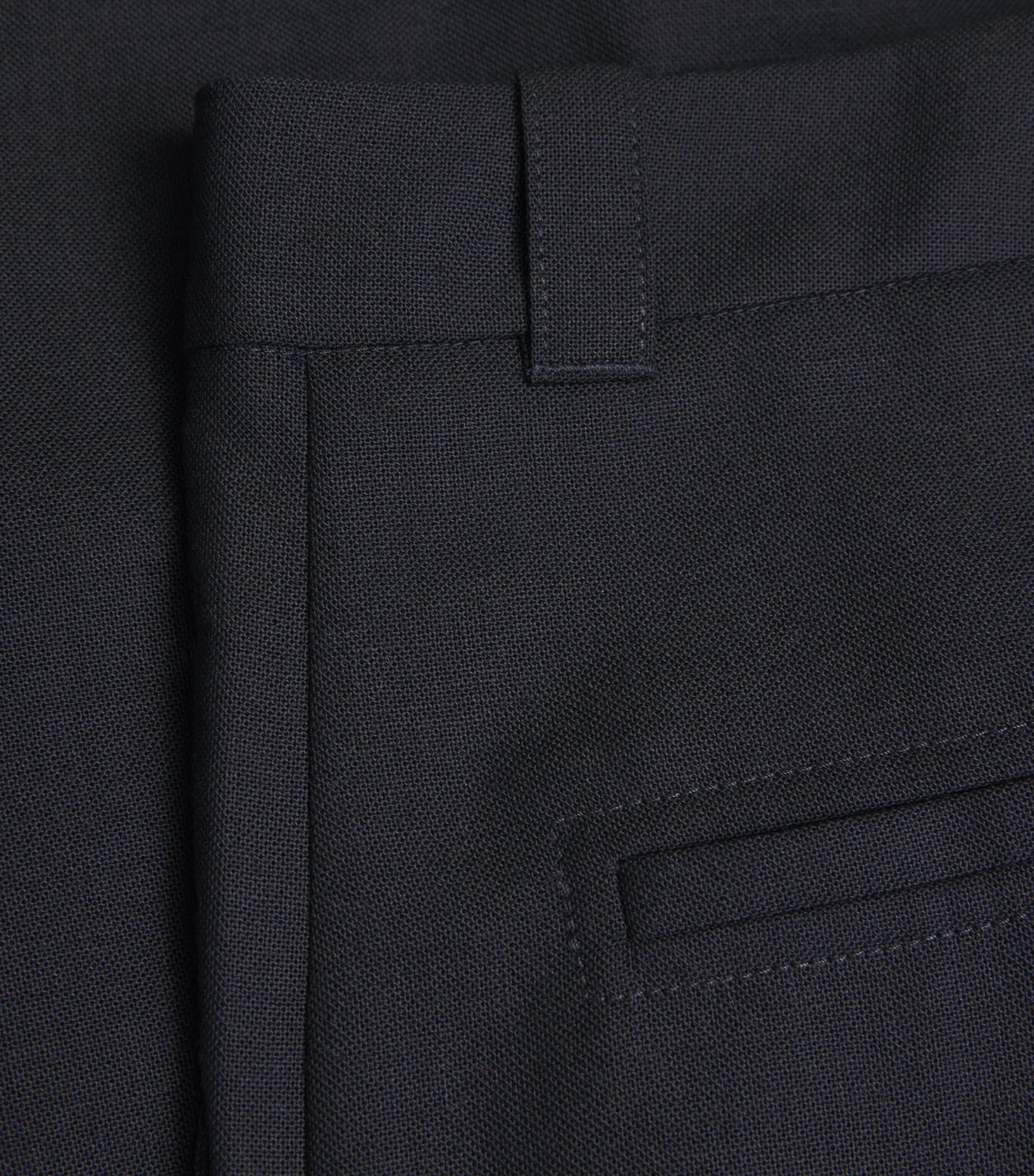 Wool Curved Tapered Trousers DARKEST NAVY Image 5