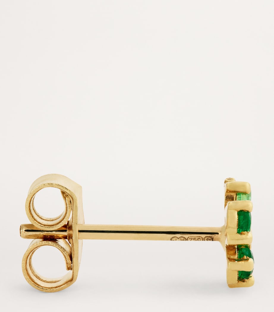 Mini Yellow Gold, Diamond and Emerald Edith Flower Earrings YELLOW GOLD Image 4