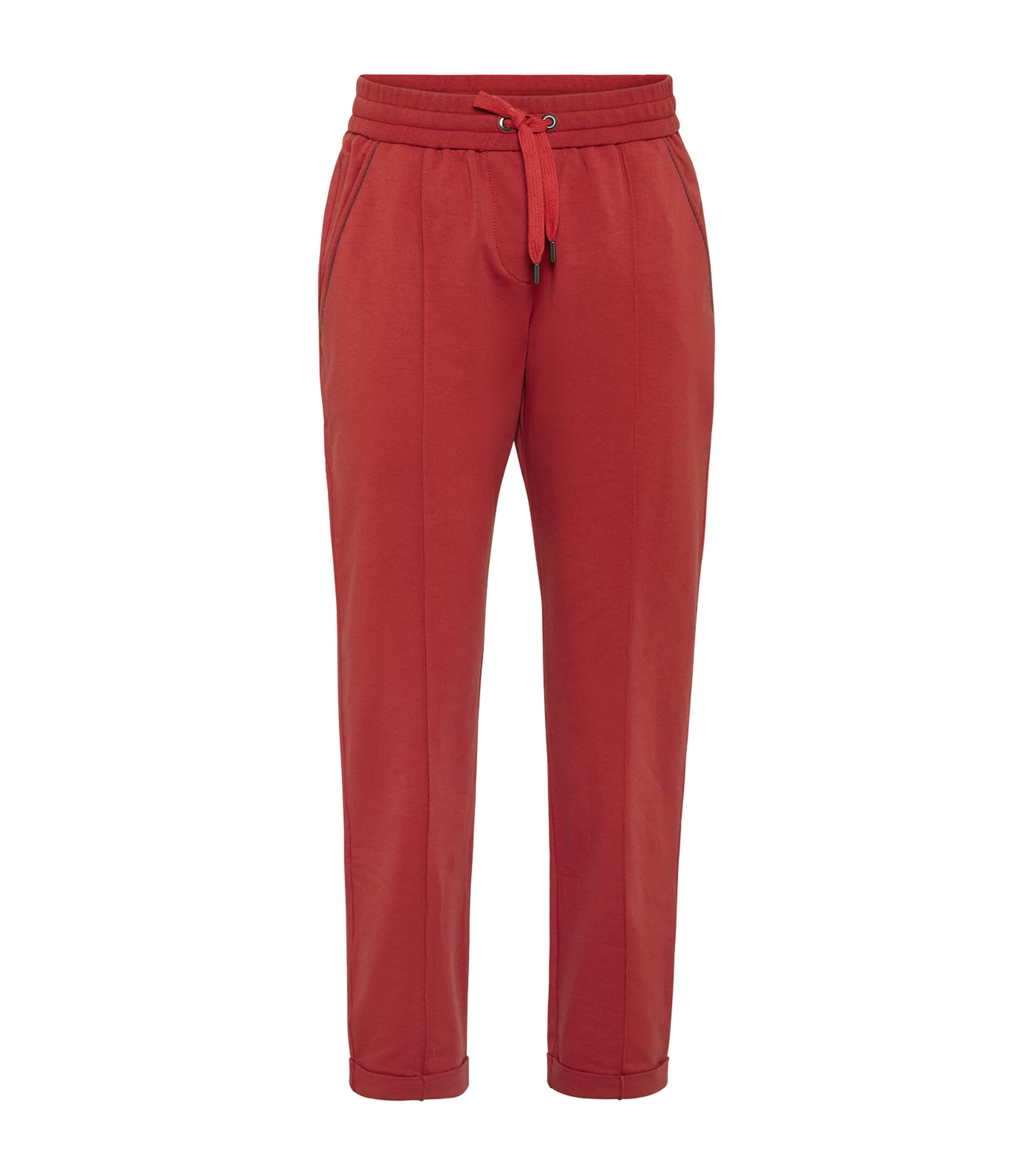 Brunello Cucinelli Monili-embellished Track Pants In Red