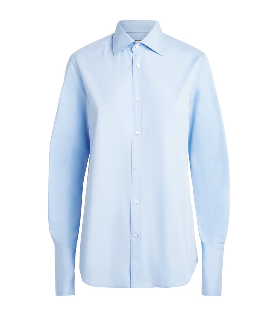 With Nothing Underneath Womens Exaggerated Cuff The Boyfriend Shirt Sky Blue Image 1