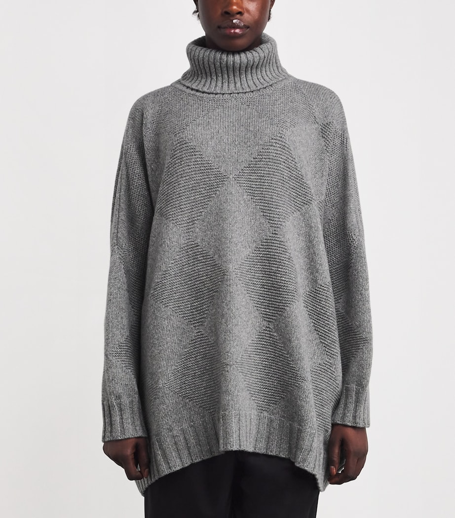 Cashmere Diamond-Jacquard Wide Sweater STONEGREY Image 3