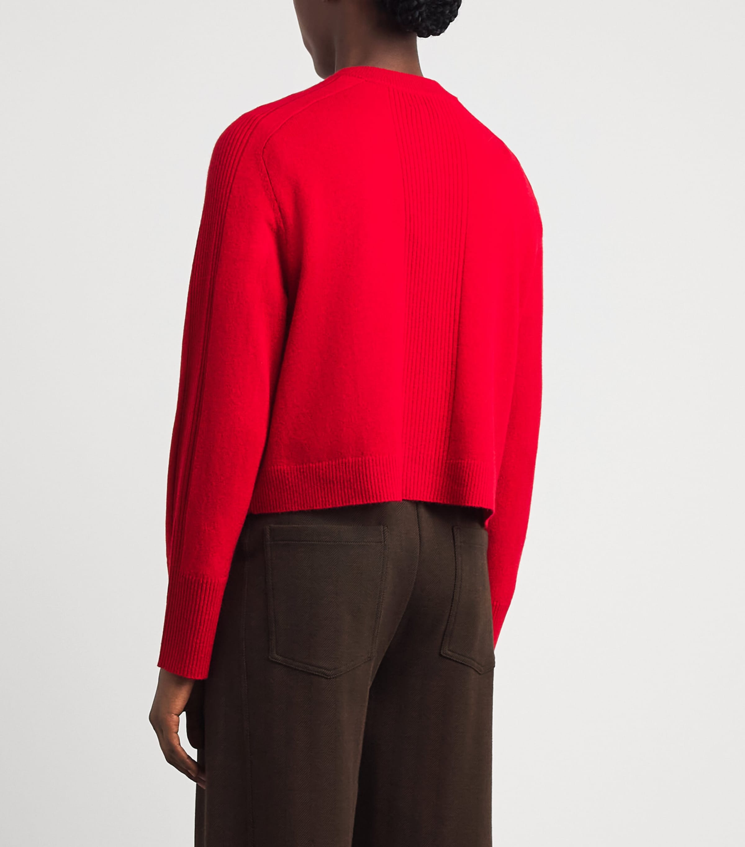 ME+EM Womens Wool-Cashmere Saddle-Shoulder Cardigan Scarlet Red Image 5