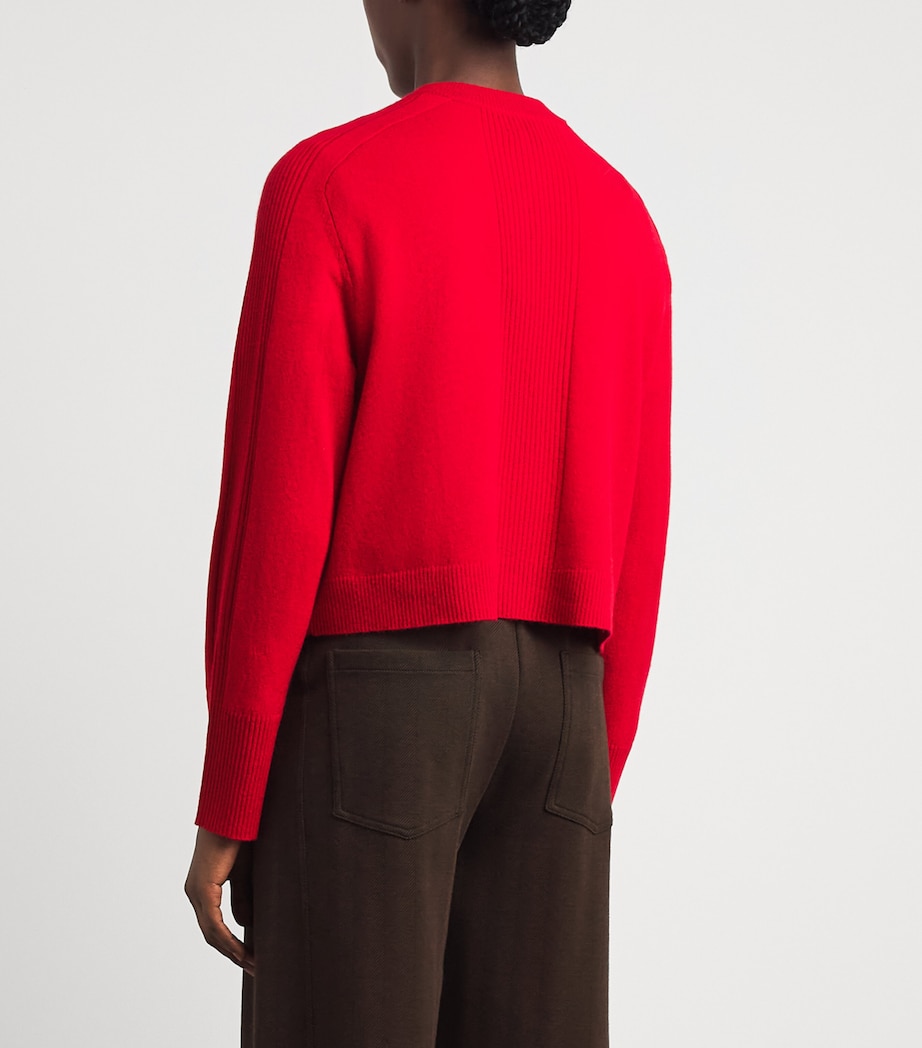 ME+EM Womens Wool-Cashmere Saddle-Shoulder Cardigan Scarlet Red Image 5