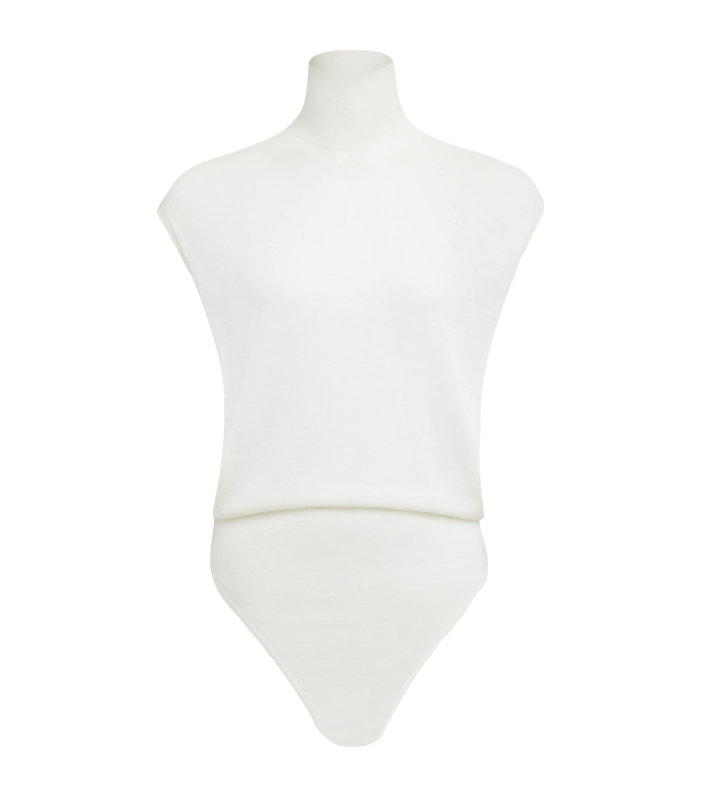 Alaïa Sleeveless Sheer-knit Wool Bodysuit In White