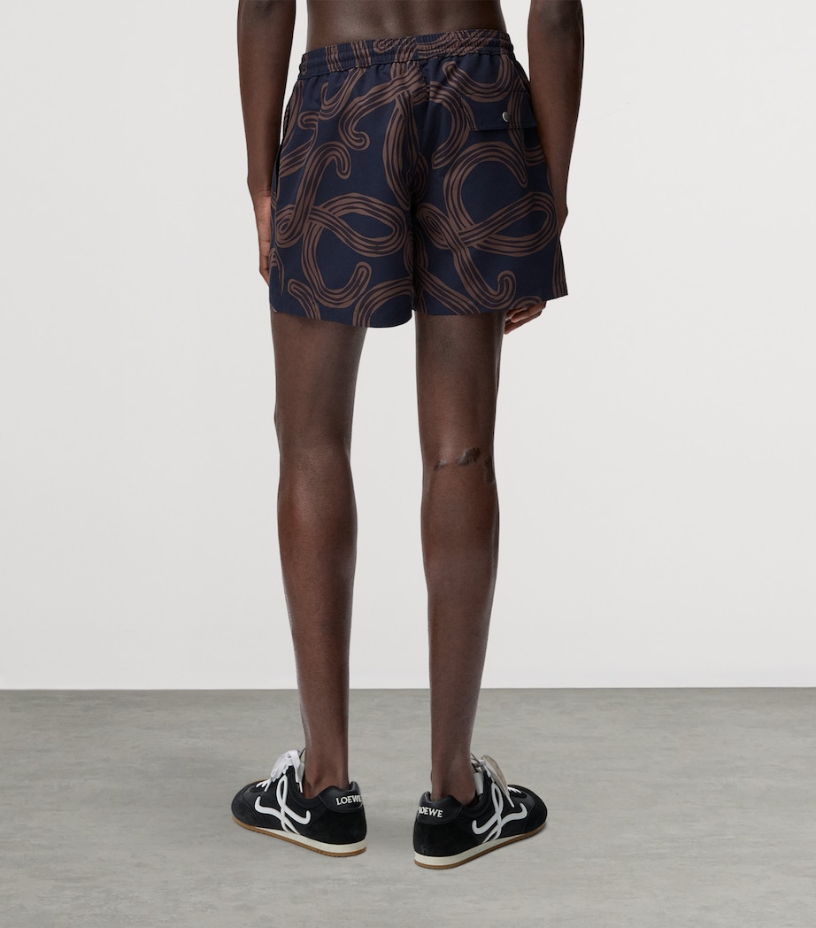 LOEWE Mens x Paula’s Ibiza Anagram Swim Shorts Navy/brown Image 4