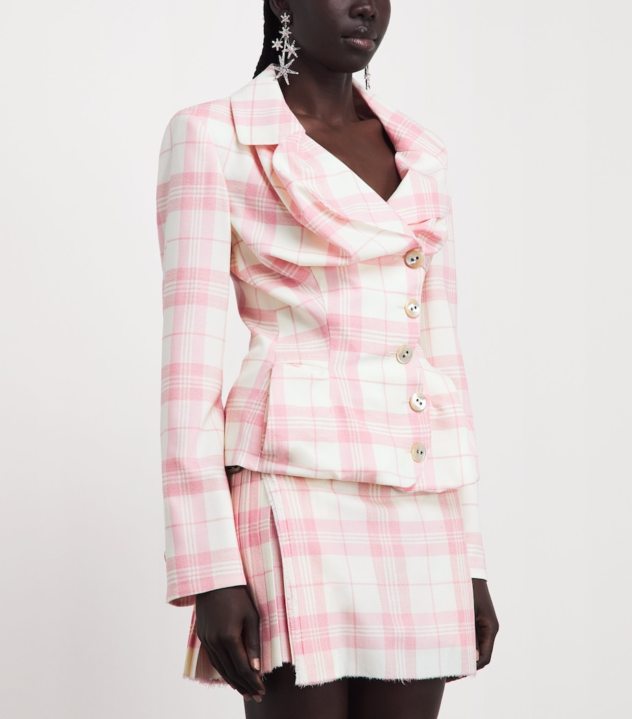 Vivienne Westwood Womens Check Asymmetric Drunken Jacket Ivory/pink Image 4