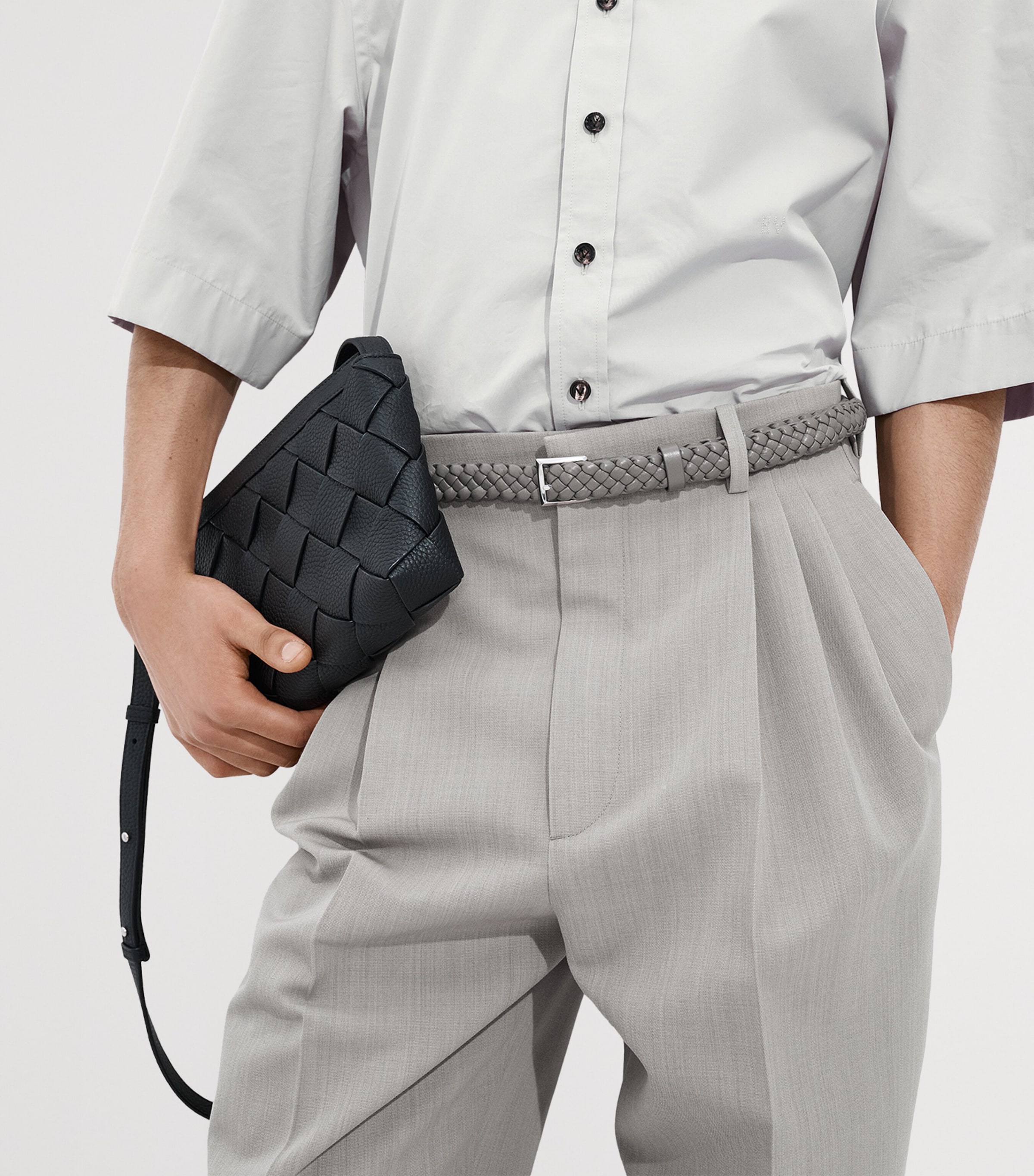 Bottega Veneta Leather Intreccio Solo Belt Image 2