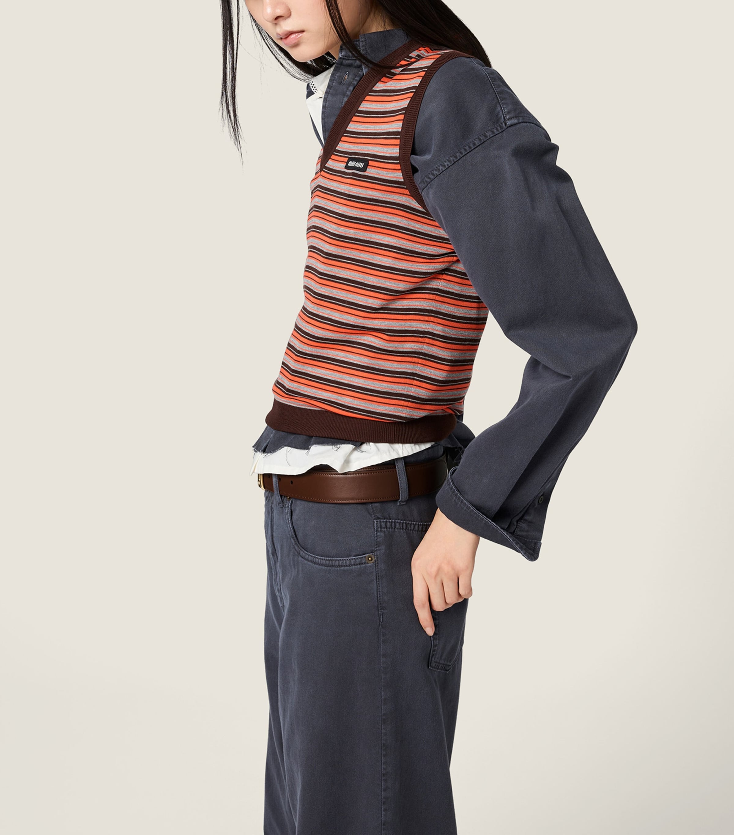 Miu Miu Womens Wool Stripe Sweater Vest Image 4
