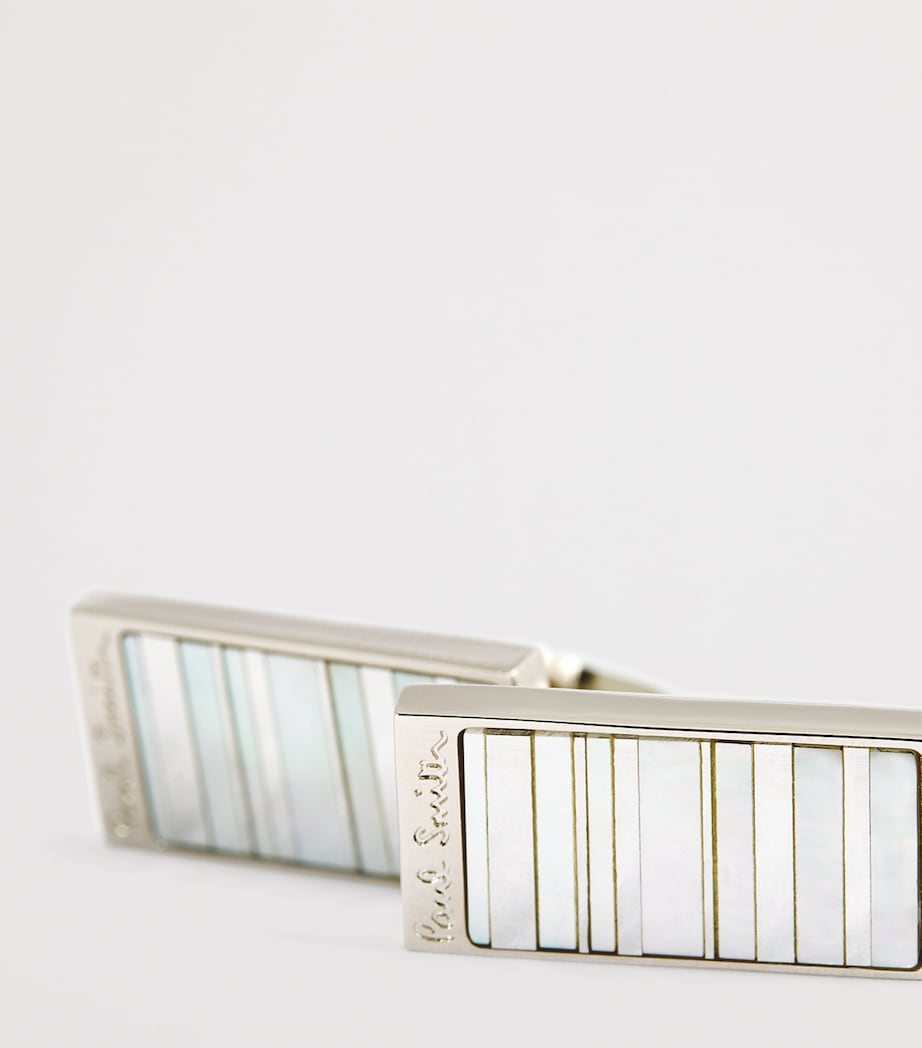 Mother-of-Pearl Signature Stripe Cufflinks 82_SILVER Image 6