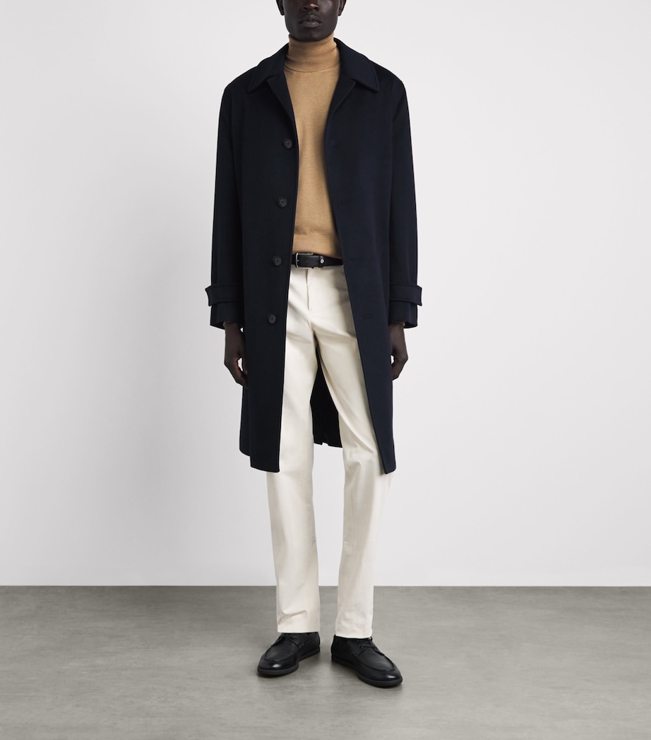 Lardini Mens Virgin Wool Rollneck Sweater Camel Image 2