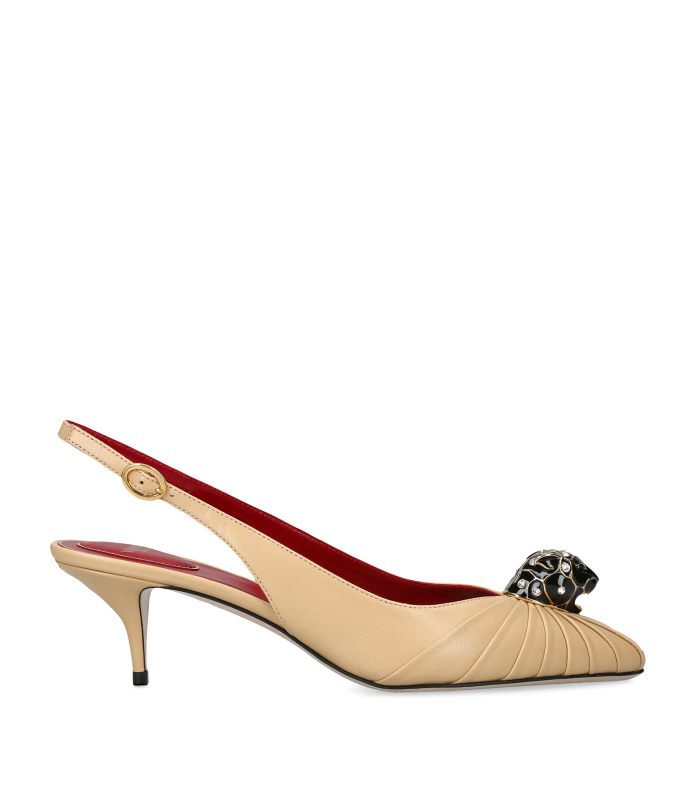 Valentino Leather Panthea Slingback Pumps 55 In Neutral