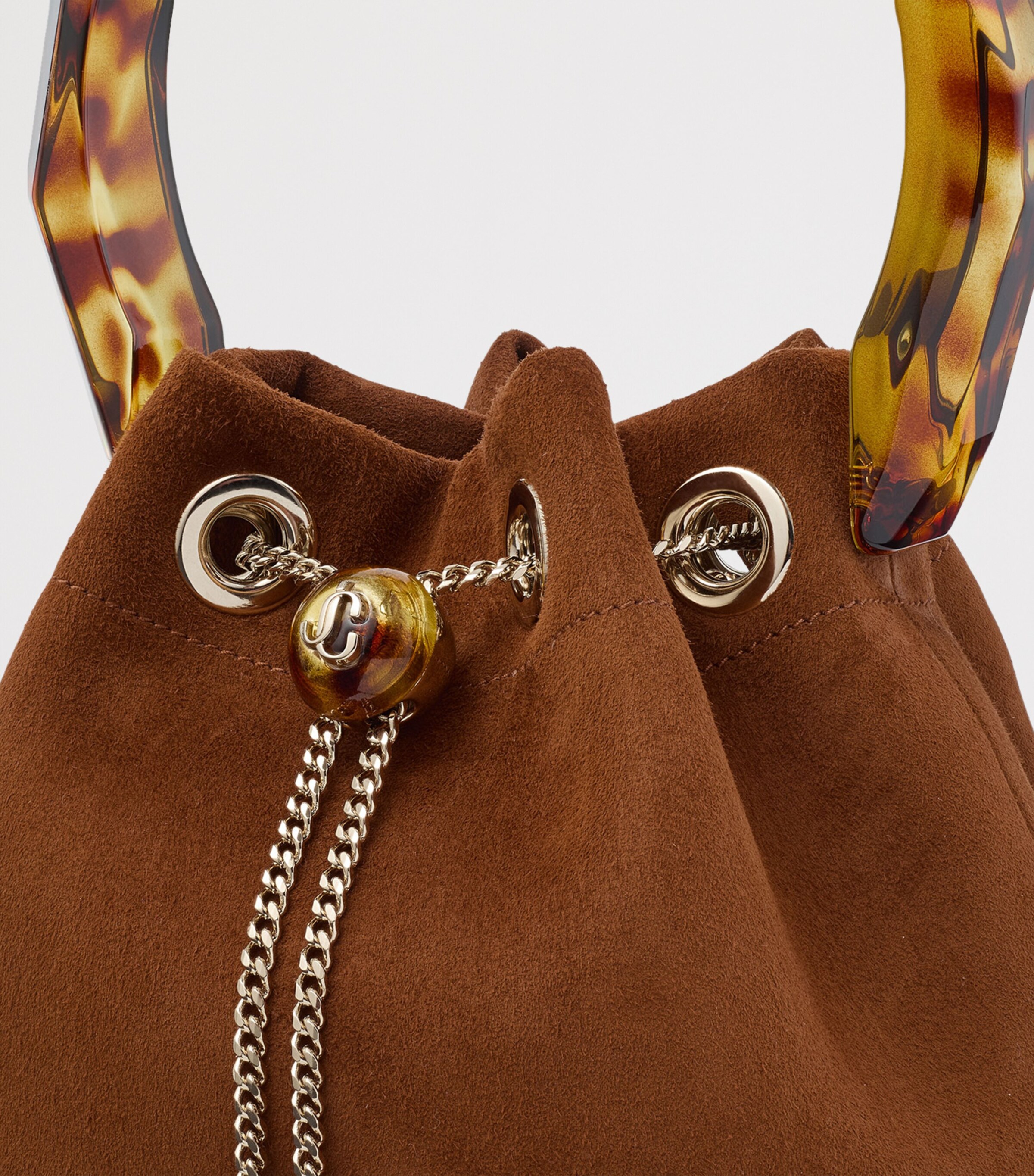 Jimmy Choo Bon Bon Goat Suede Top-Handle Bag Tan/multi/tortoisesh Image 5