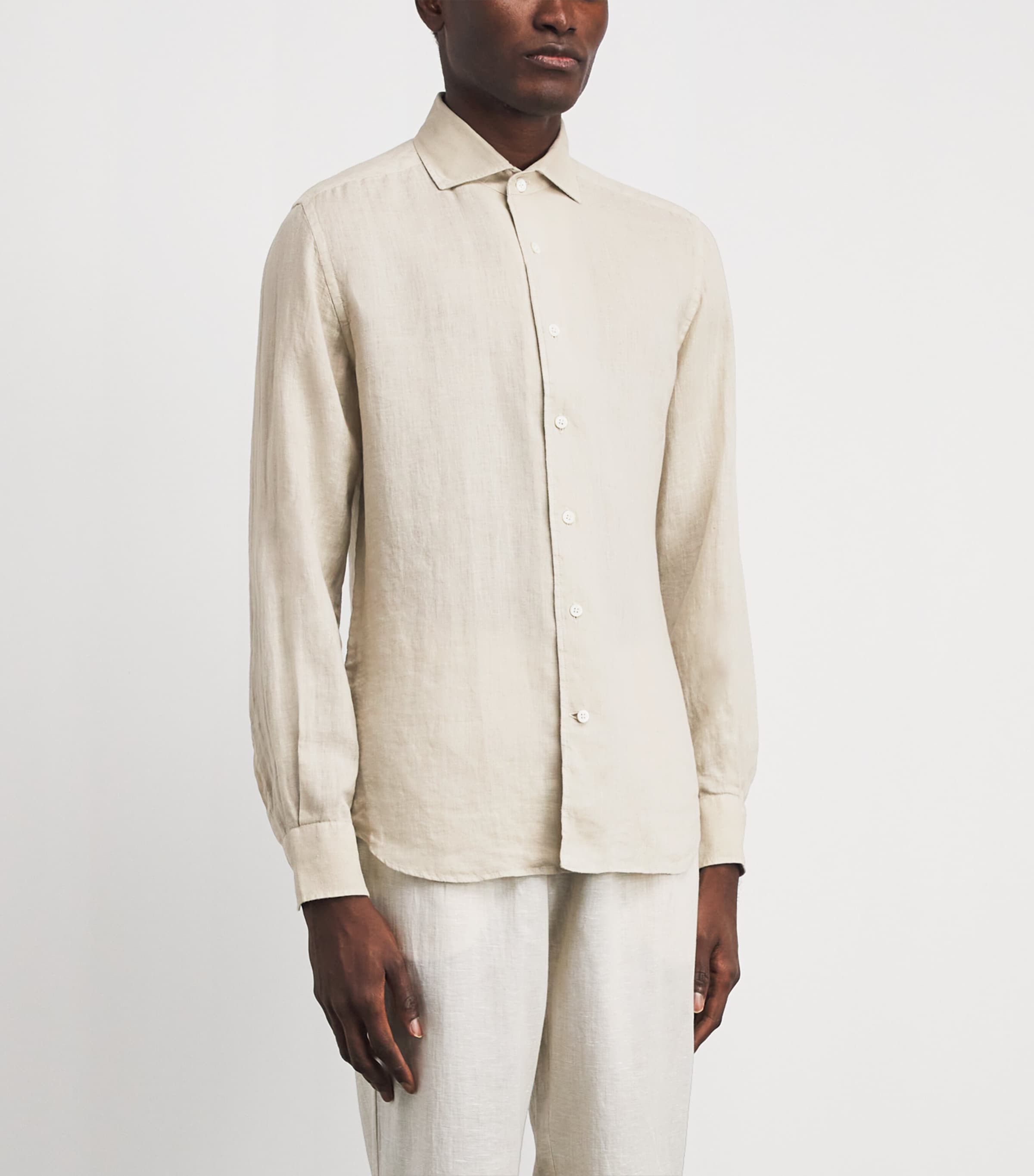 Corneliani Mens Linen Shirt Grey Piece Image 4