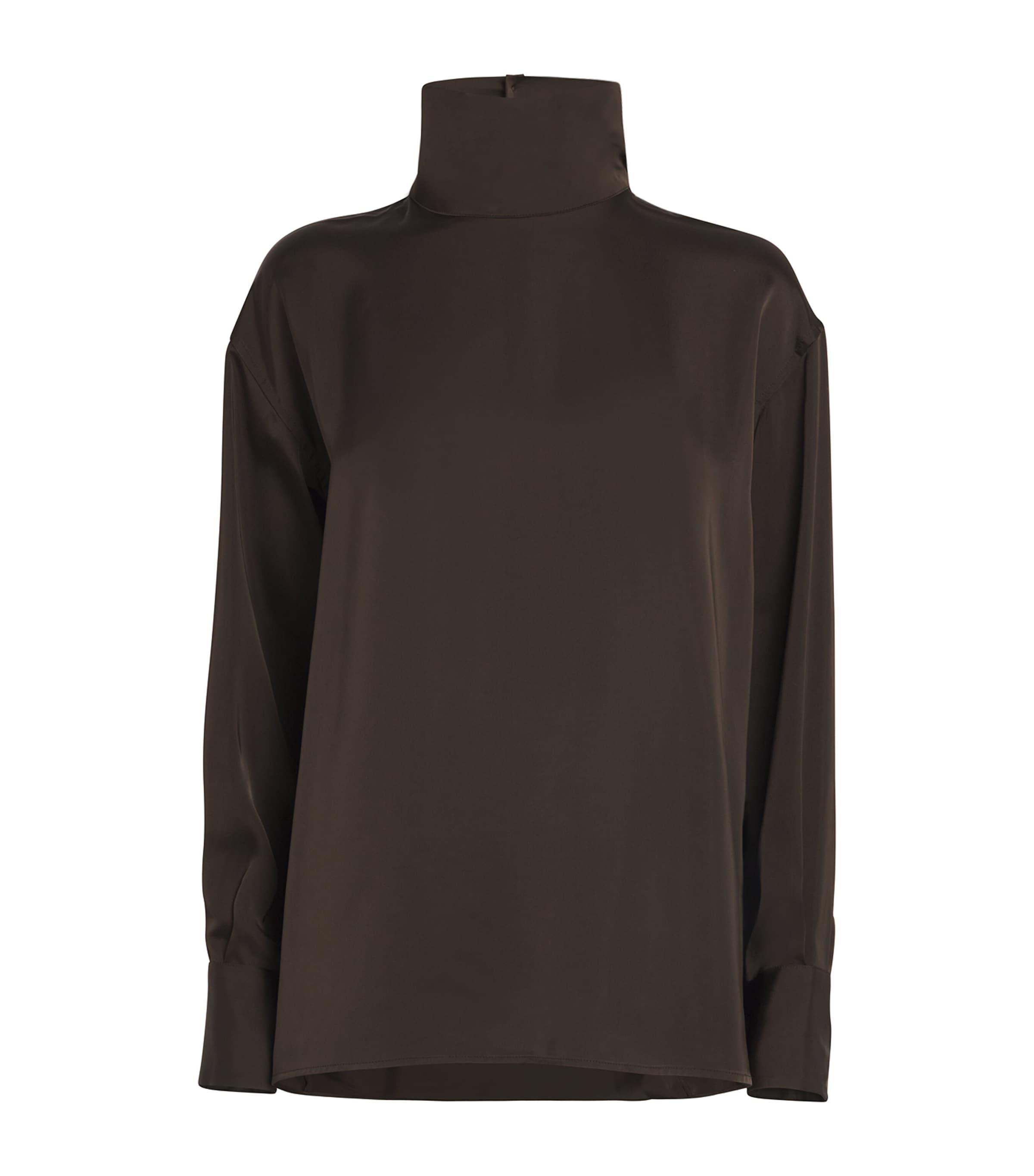 Shop Fabiana Filippi High-neck Shirt In Brown