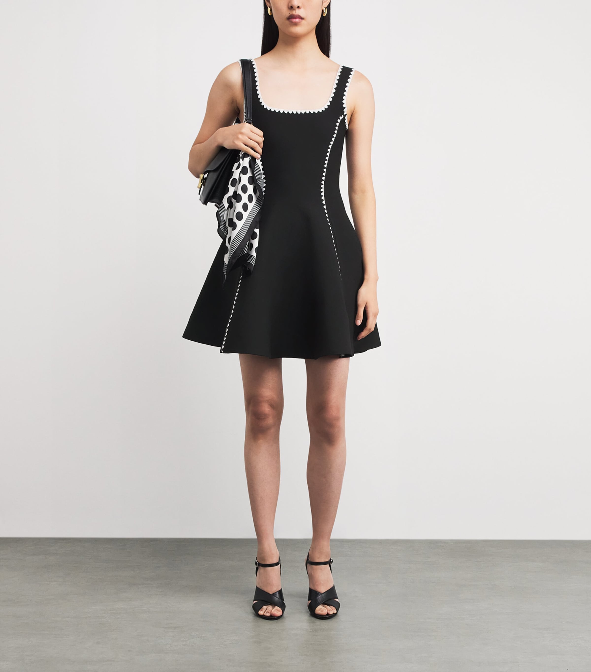 Topstitch Mini Dress BLACK Image 2