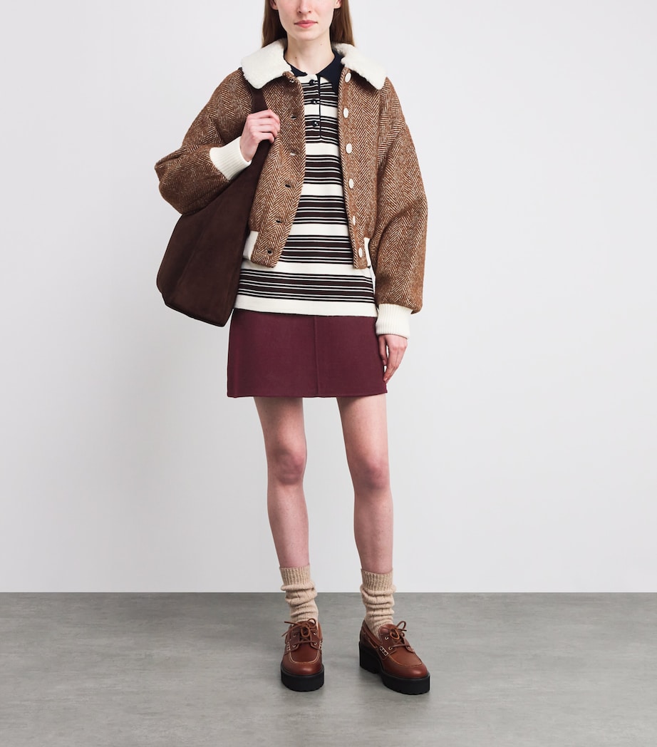 Wool Mini Skirt BURGUNDY Image 2