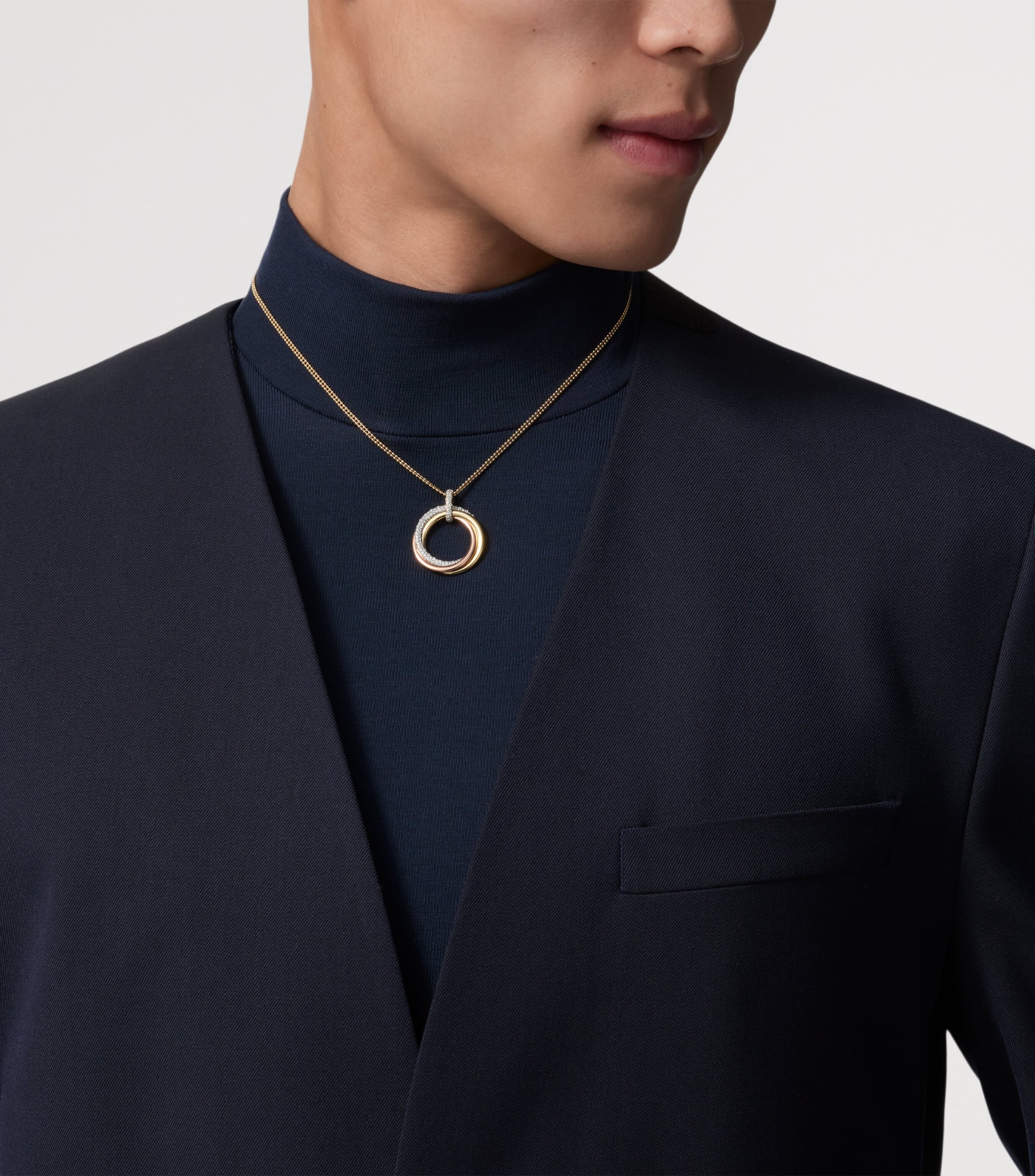 Cartier Large White, Rose, Yellow Gold and Diamond Trinity Necklace Mixed Gold Image 2