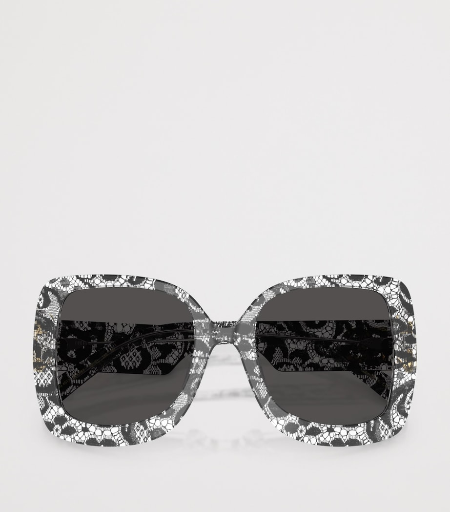 Dolce&Gabbana Lace Print Square Sunglasses Black Image 5