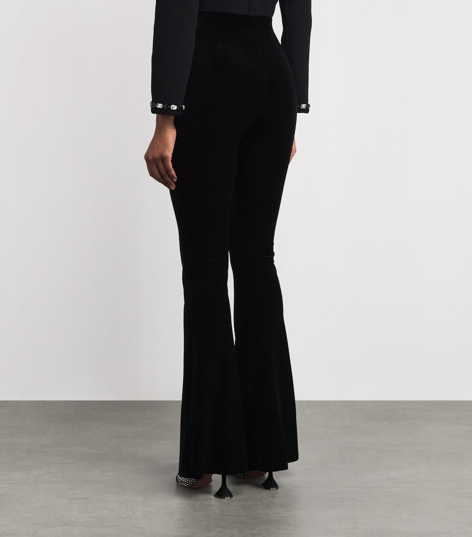Stretch-Velvet Flared Trousers BLACK Image 4