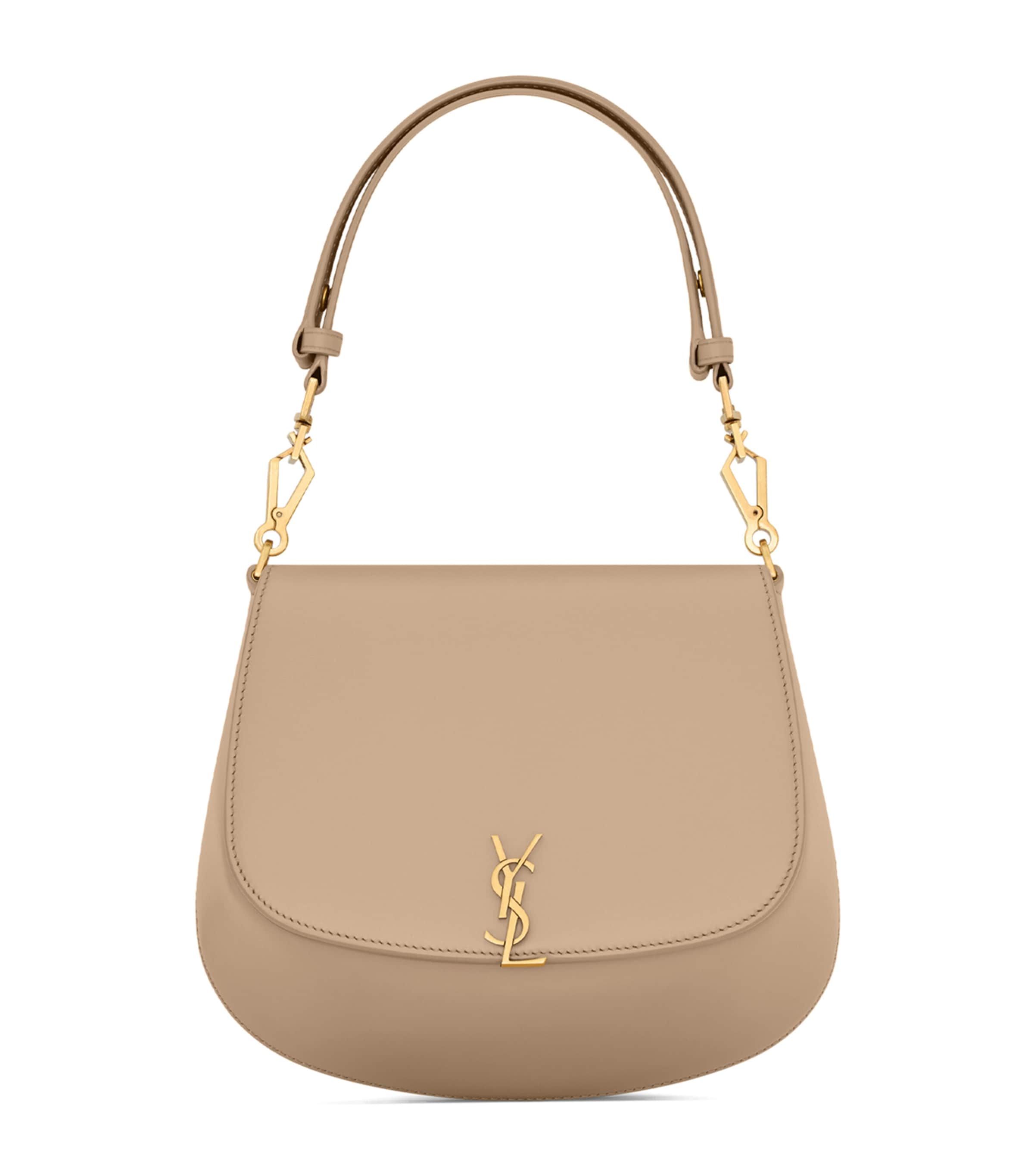Saint Laurent Leather Voltaire Top-handle Bag In Beige