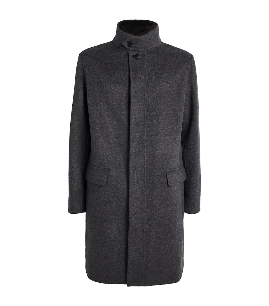 Wool-Cashmere Mink-Collar Overcoat A9124 GRIS CHINE Image 1