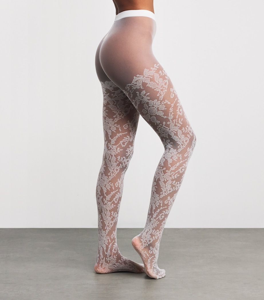 Floral Lace Tights 2036 PEARL Image 3