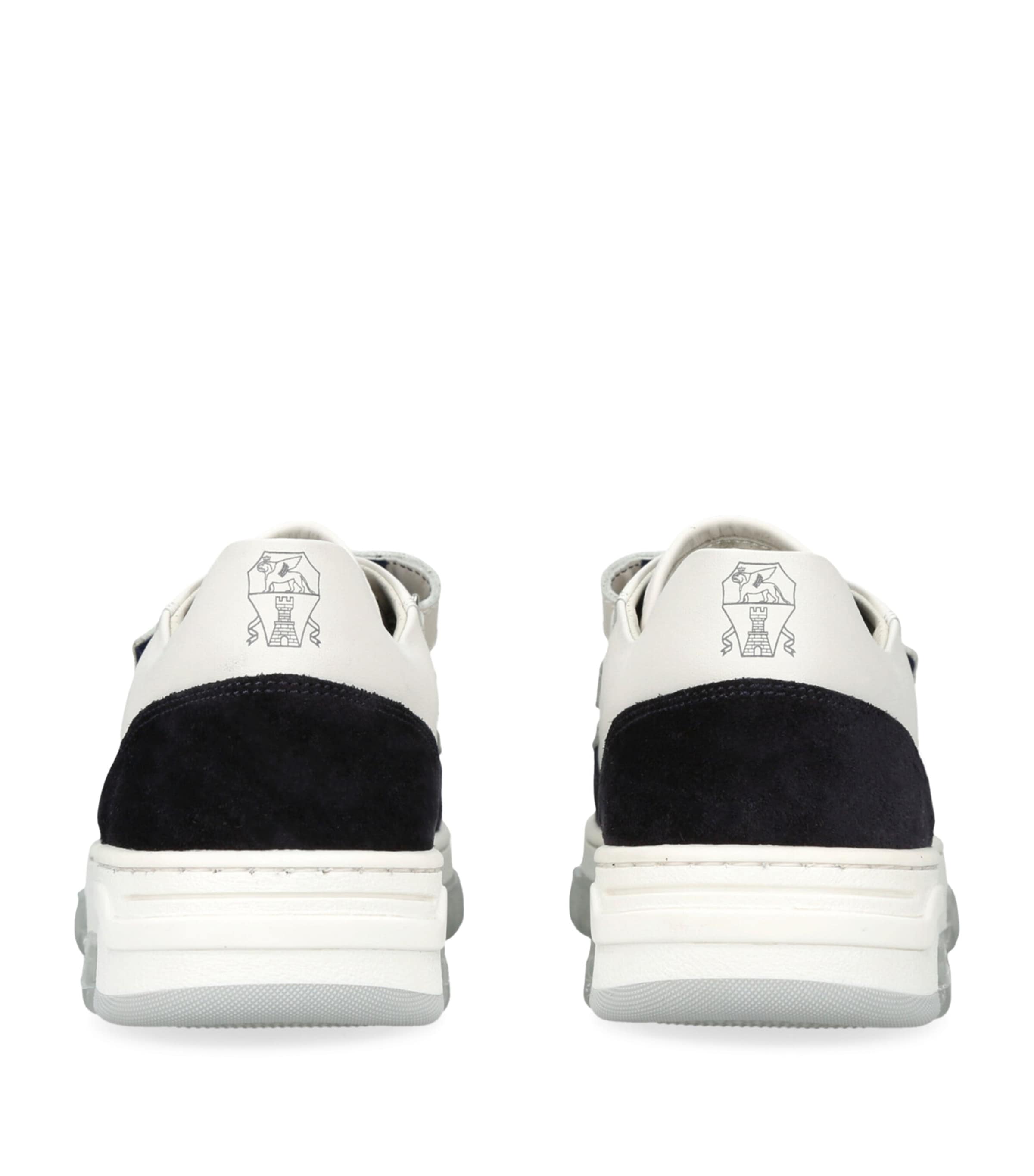 Brunello Cucinelli Kids Leather Suede-Trim Velcro Sneakers White/navy Image 2