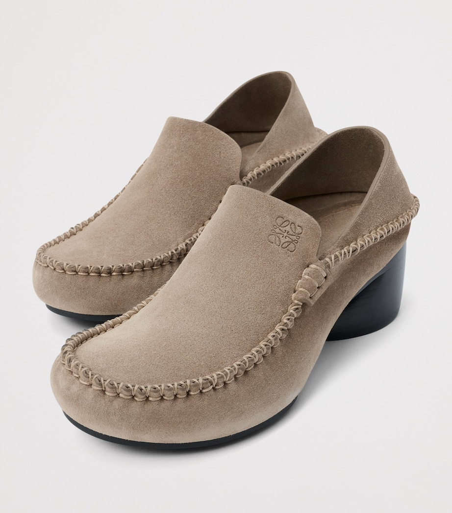 LOEWE Leather Oval Heeled Loafers 45 Hazelnut Image 2