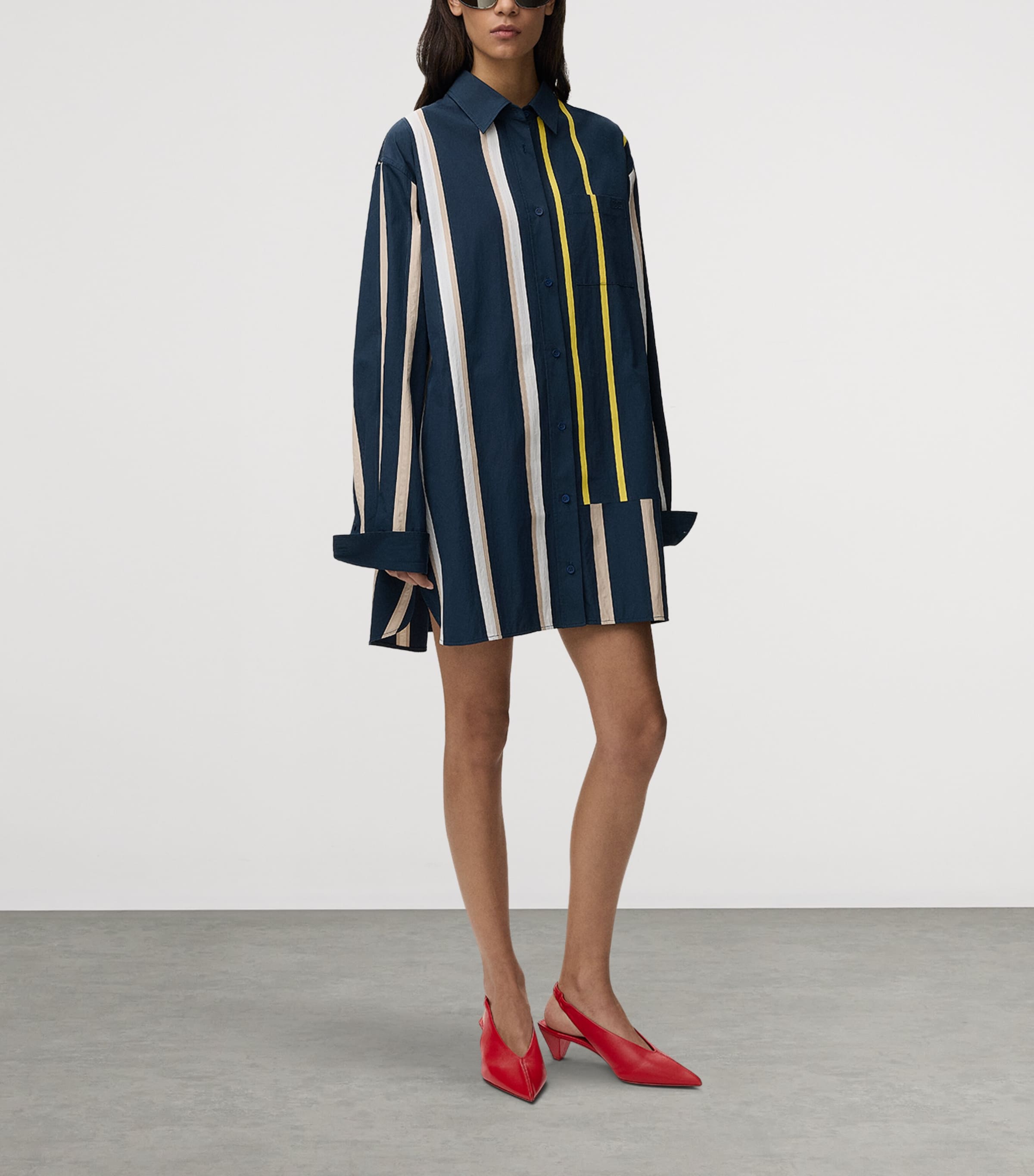 LOEWE Womens Stripe Mini Shirt Dress Image 3