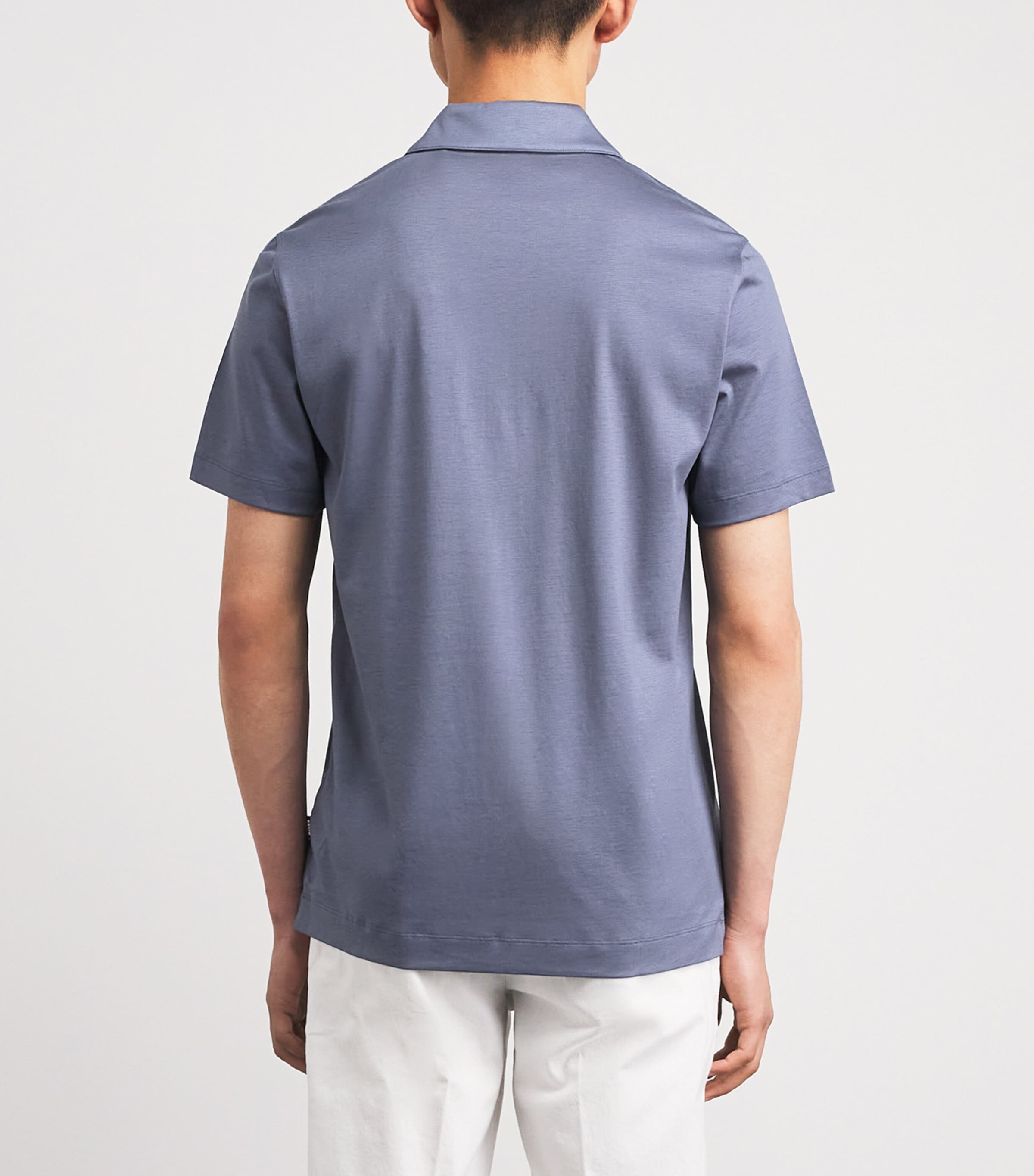 BOSS Mens Zip-Up Polo Shirt Open Blue Image 5