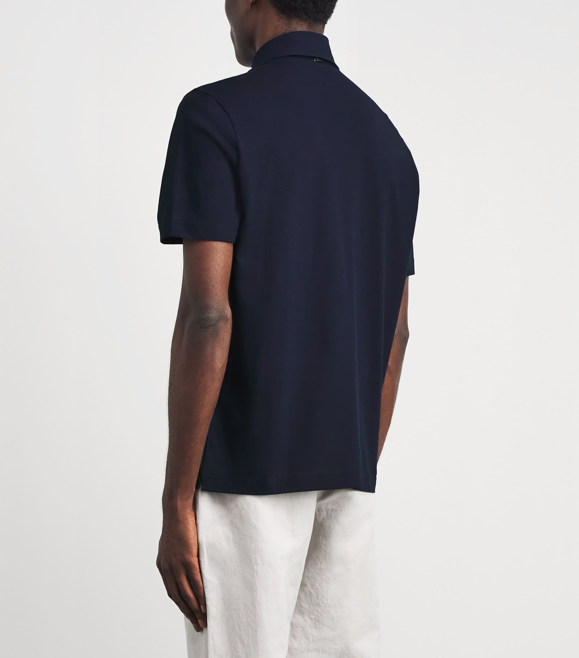 Herno Mens Cotton Jersey Crepe Polo Shirt Blu Navy Image 5