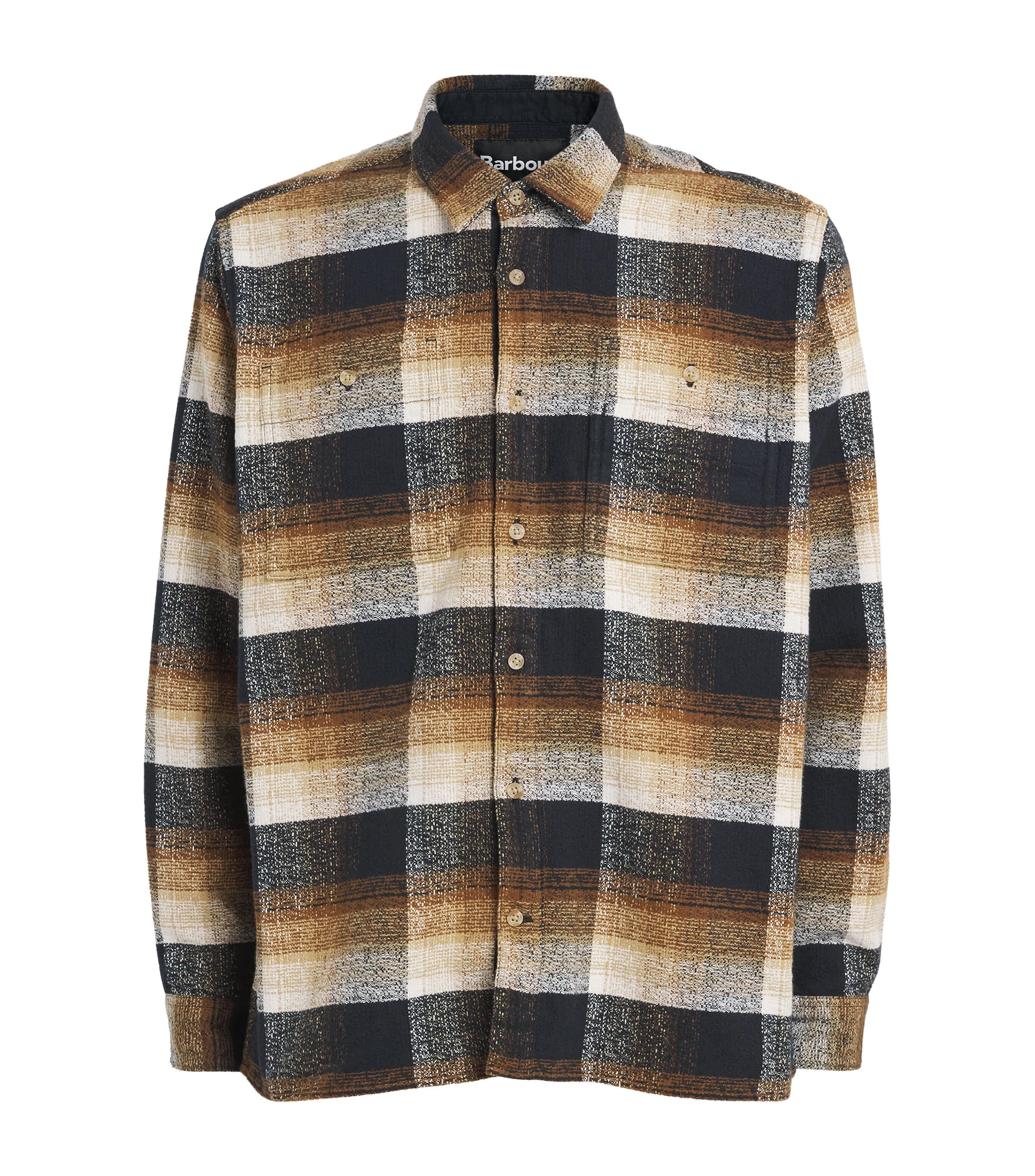 Barbour Mens Cotton Check Woodfoot Relaxed Shirt Black Image 1