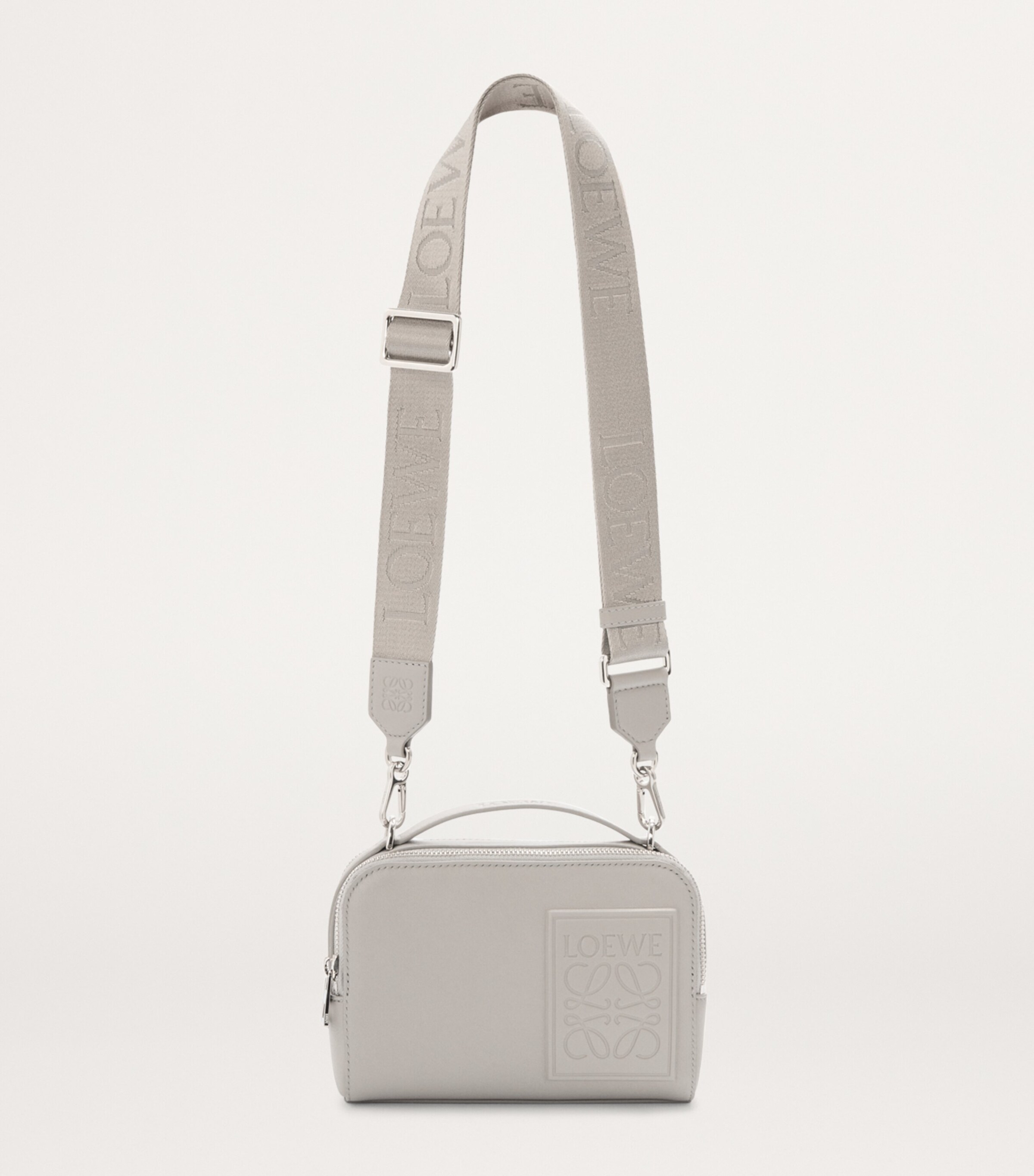 LOEWE Mini Leather Cross-Body Camera Bag Shell Grey Image 4
