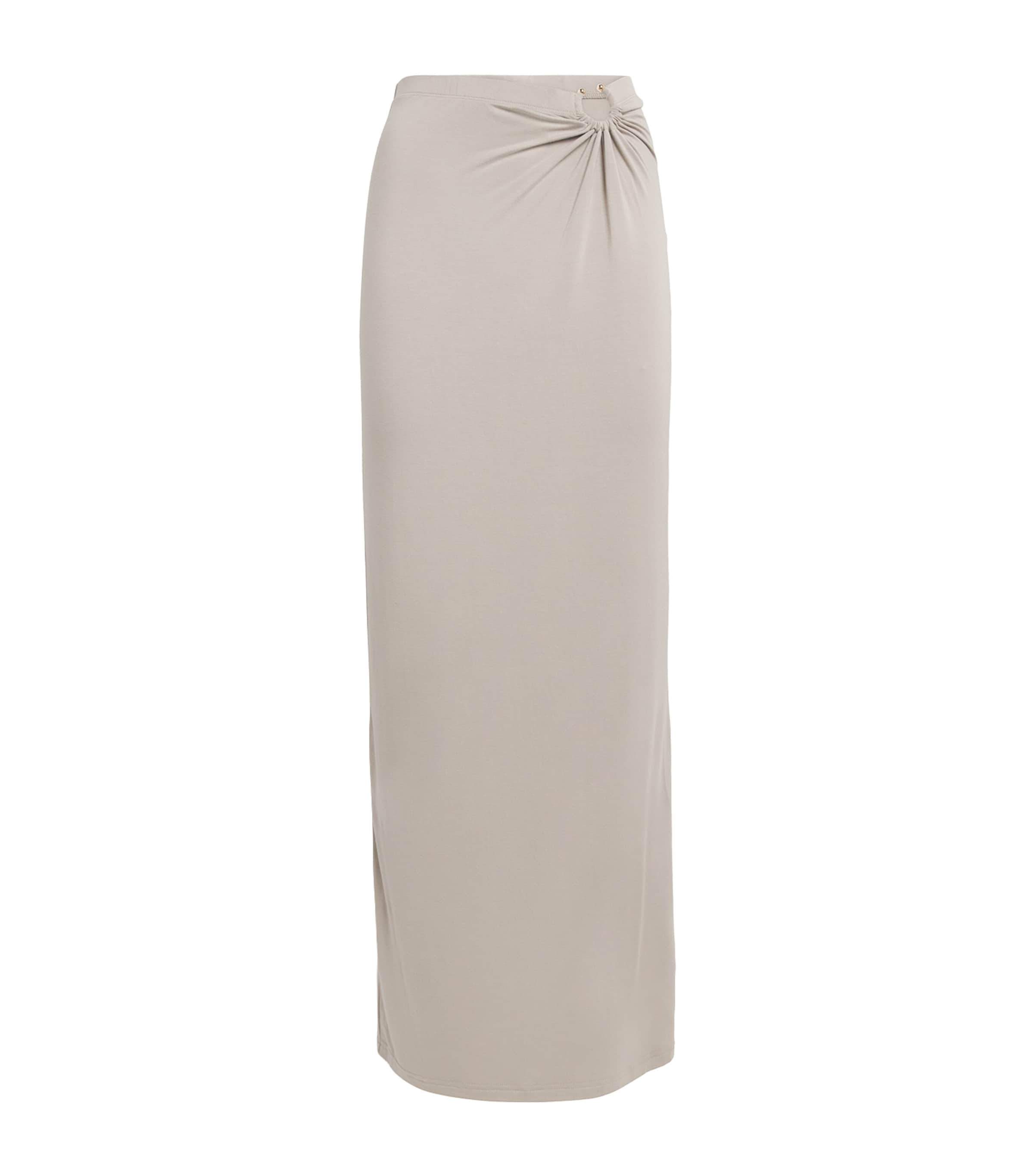 Good American Womens Ruched Mid-waist Stretch-woven Maxi Skirt Mushroom006 In Brown