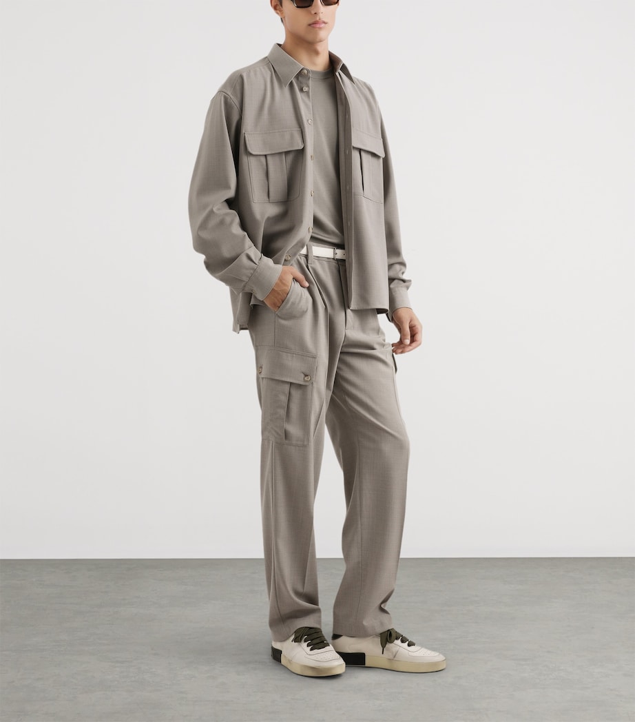 Dolce&Gabbana Mens Virgin Wool Cargo Trousers White Beige H Image 2
