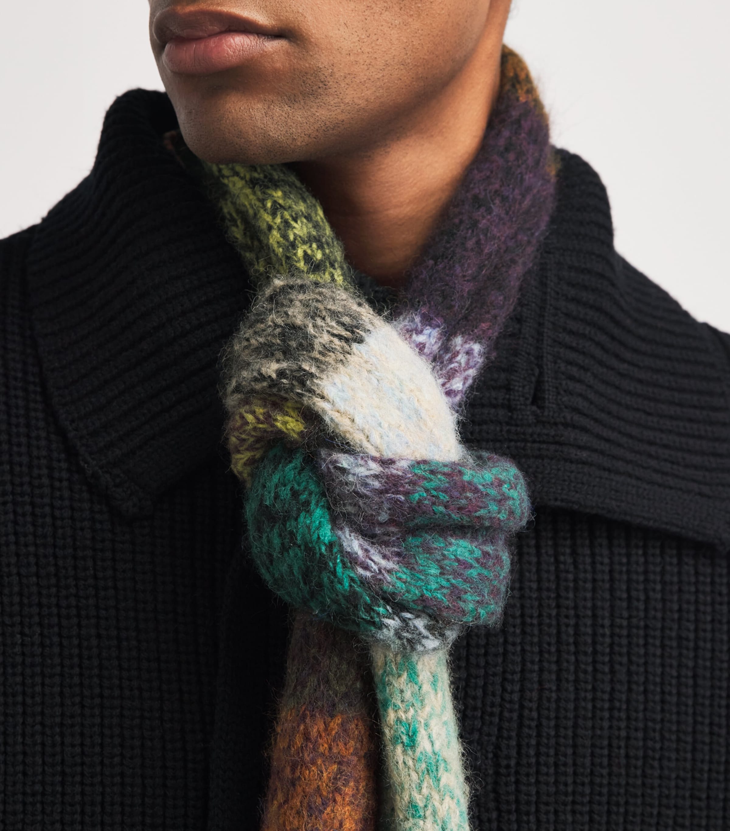 DRIES VAN NOTEN Alpaca-Blend Patchwork Scarf Image 3