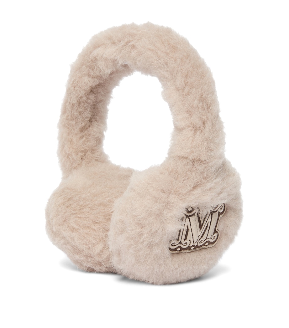 Max Mara Camel Wool-Silk Monogram Earmuffs Beige Image 1
