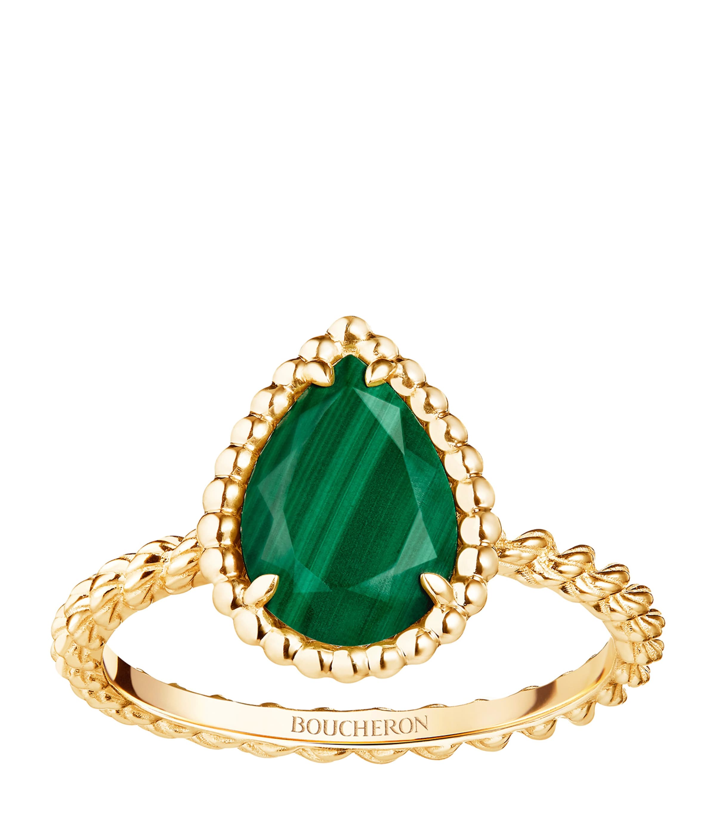 Shop Boucheron Yellow Gold And Malachite Small Motif Serpent Bohème Ring