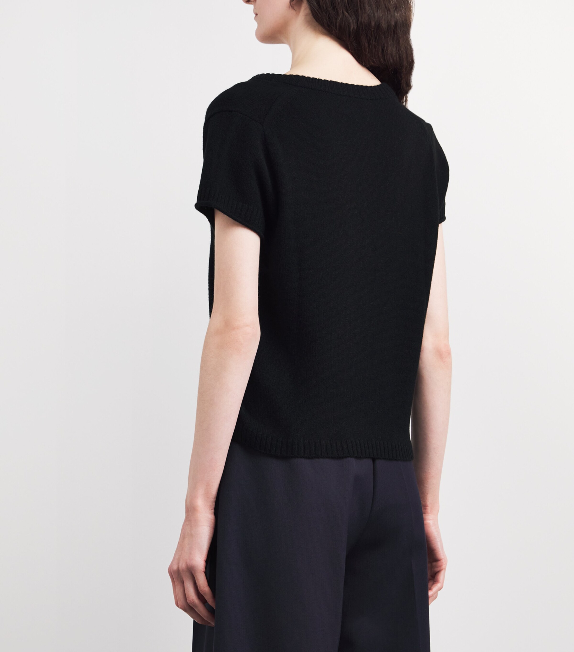 ME+EM Womens Cashmere Shrunken Baby T-Shirt Sweater Black Image 5