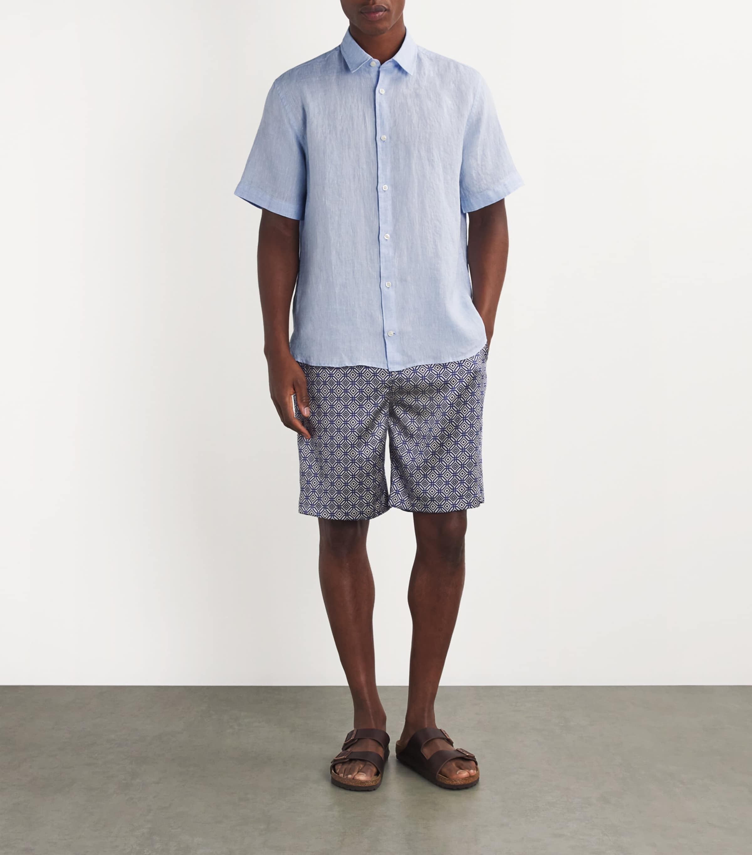 Linen Castro Short-Sleeve Shirt BABY BLUE Image 2