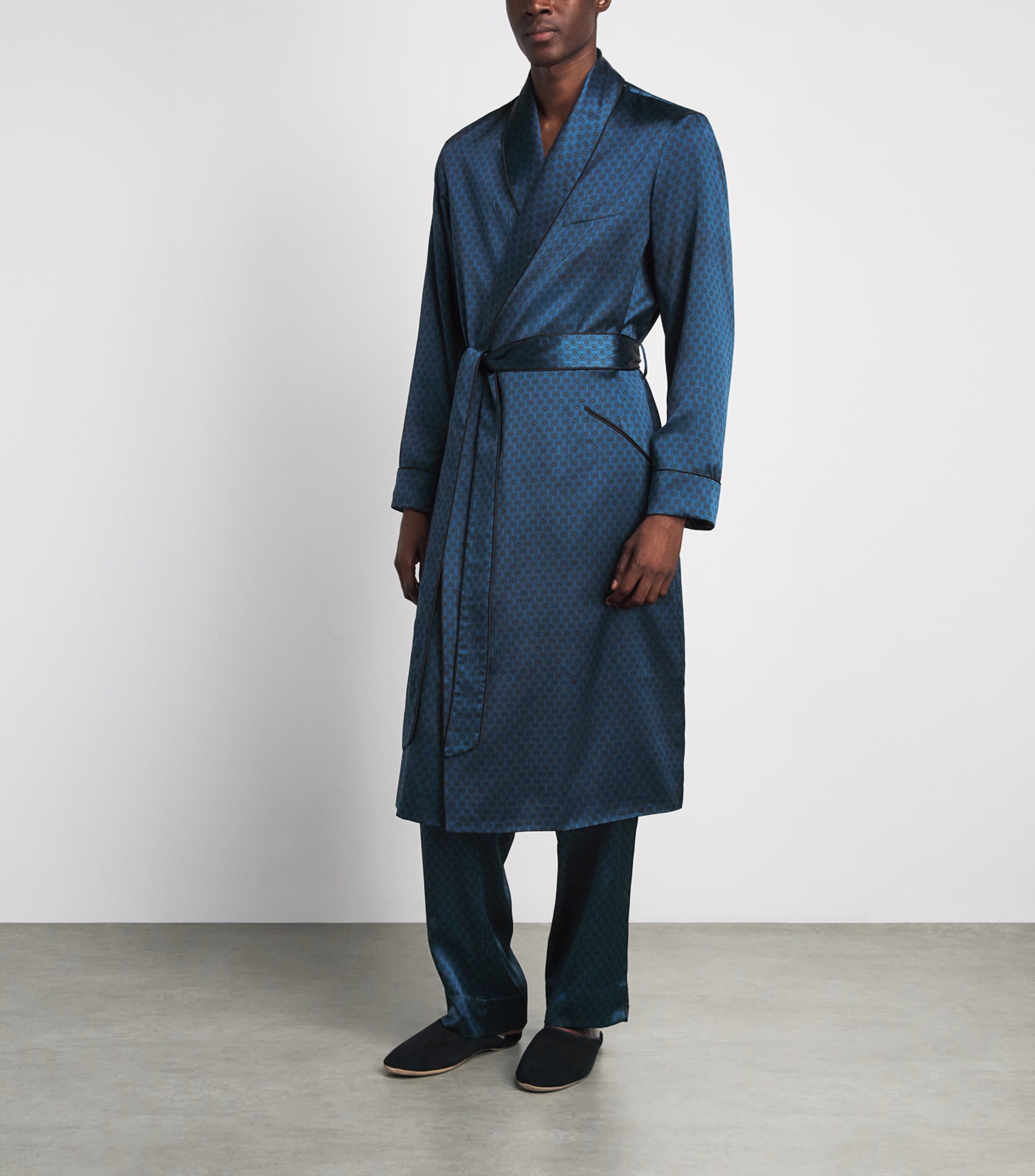 Olivia von Halle Mens Silk Twill Geometric Mescal Robe Orion Image 2